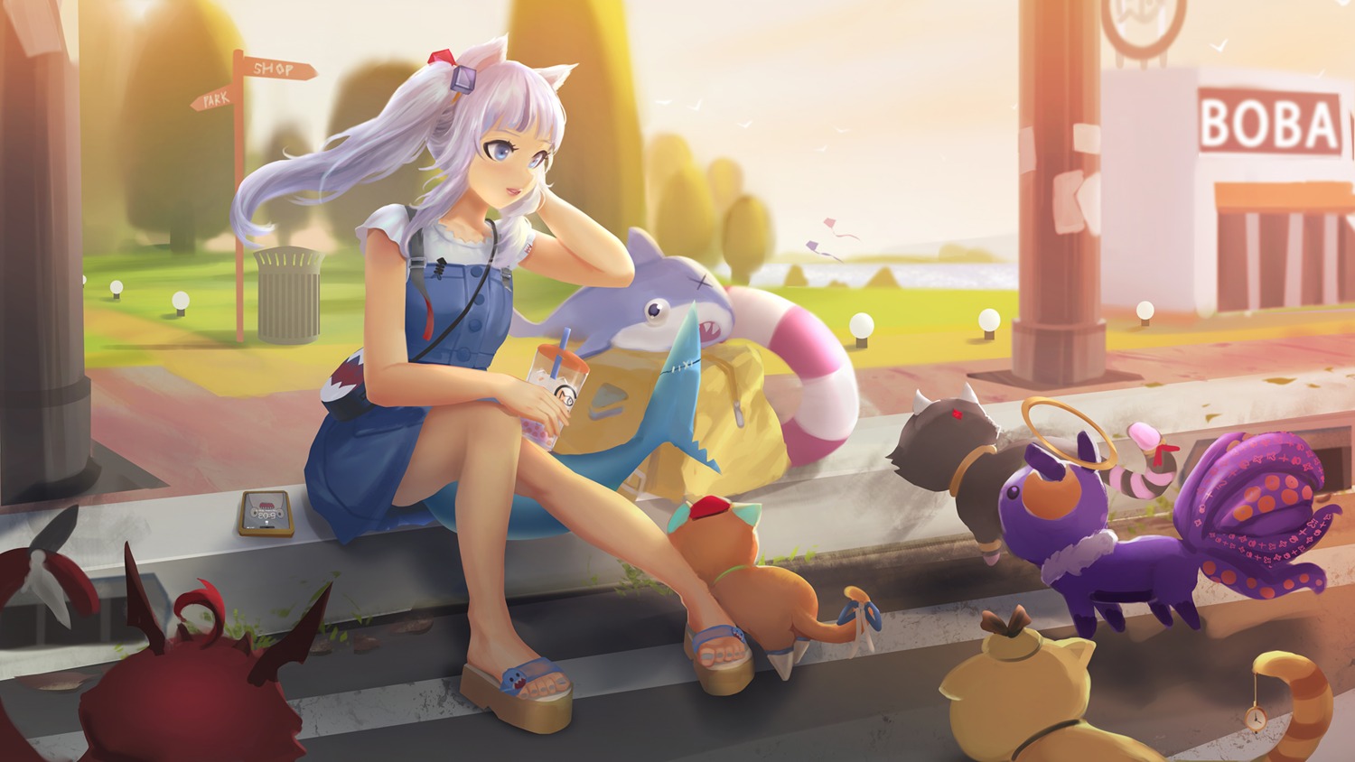 animal_ears, cglas, gawr_gura, hololive, hololive_english, neko, nekomimi, tail