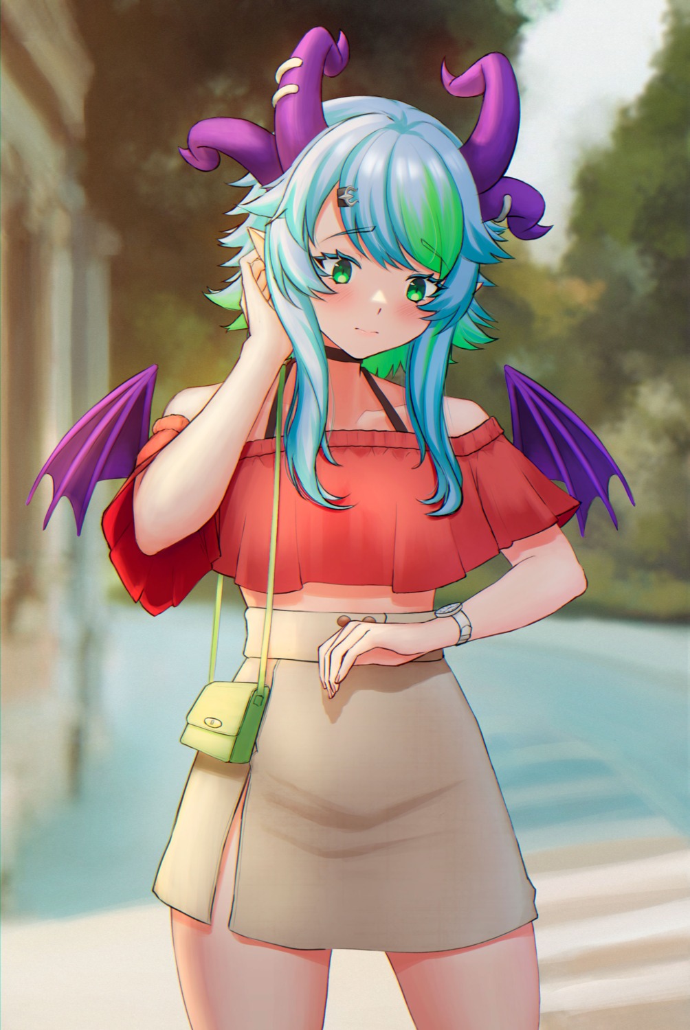 apricot_(froot), horns, kershokart, pointy_ears, vshojo, wings