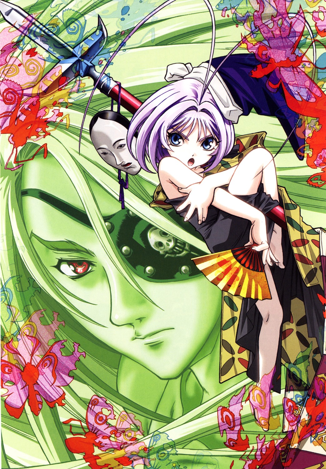 dress, eyepatch, natsume_maya, natsume_shin, screening, tenjou_tenge, umehara_takahiro, weapon