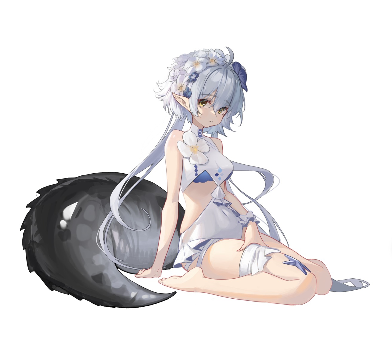 arknights, garter, komi_(komiking), pointy_ears, swimsuits, tail, tomimi_(arknights)
