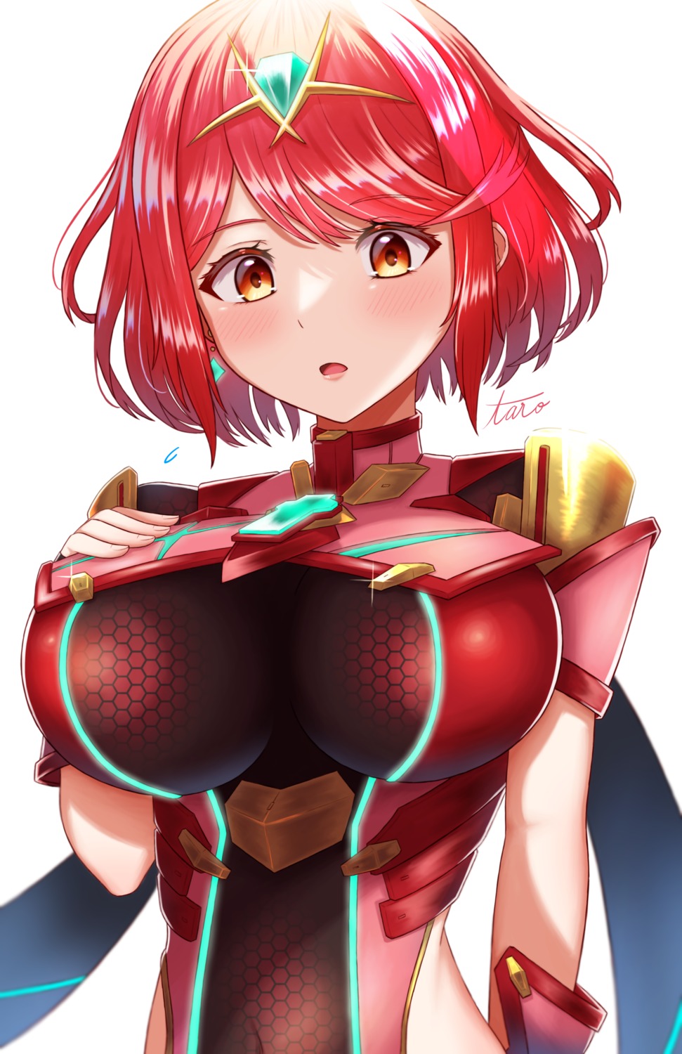 bodysuit, breast_hold, homura_(xenoblade_2), taro_(pixiv34317323), xenoblade_(series), xenoblade_2