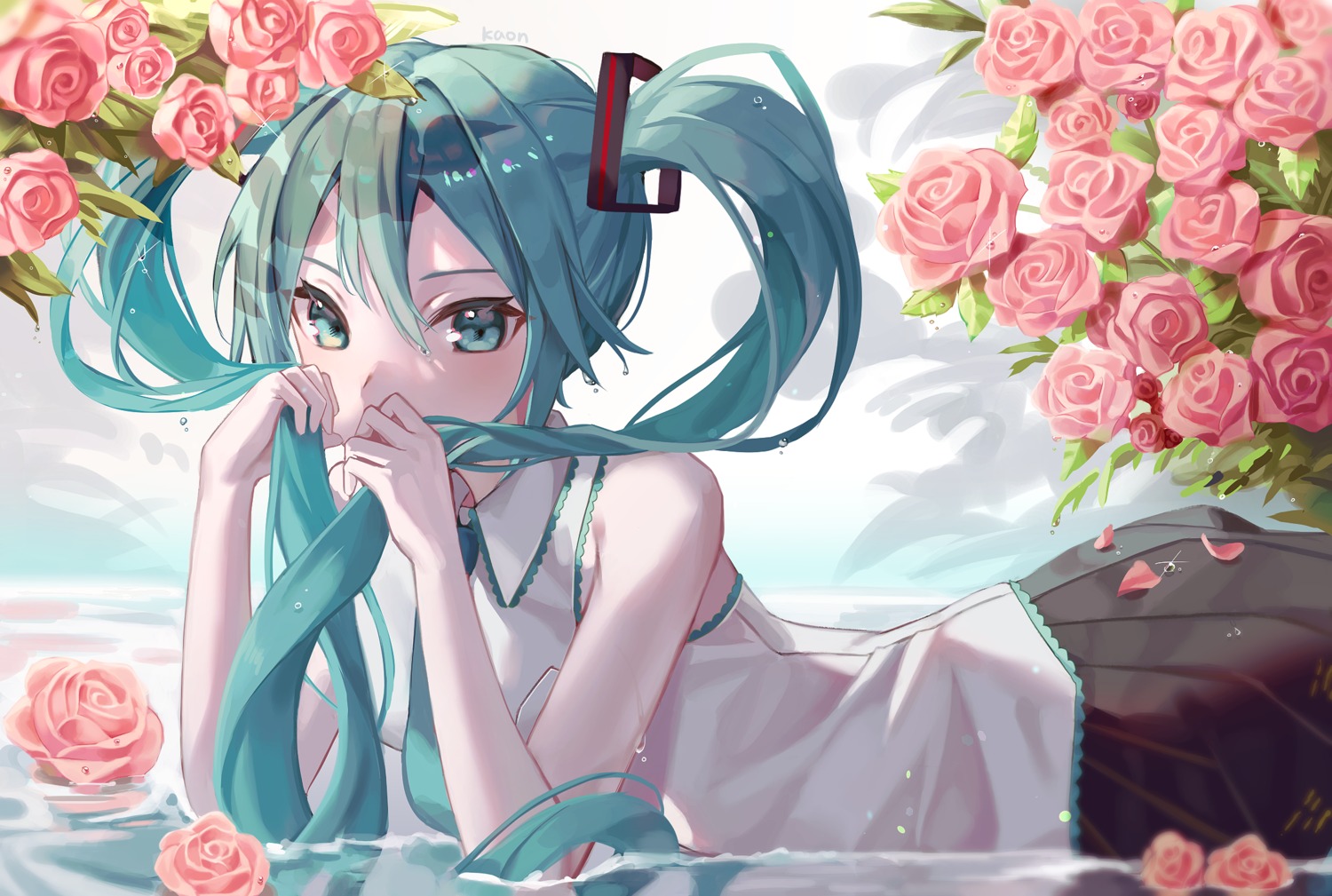 hatsune_miku, kaon_(kaon_ll), vocaloid, wet