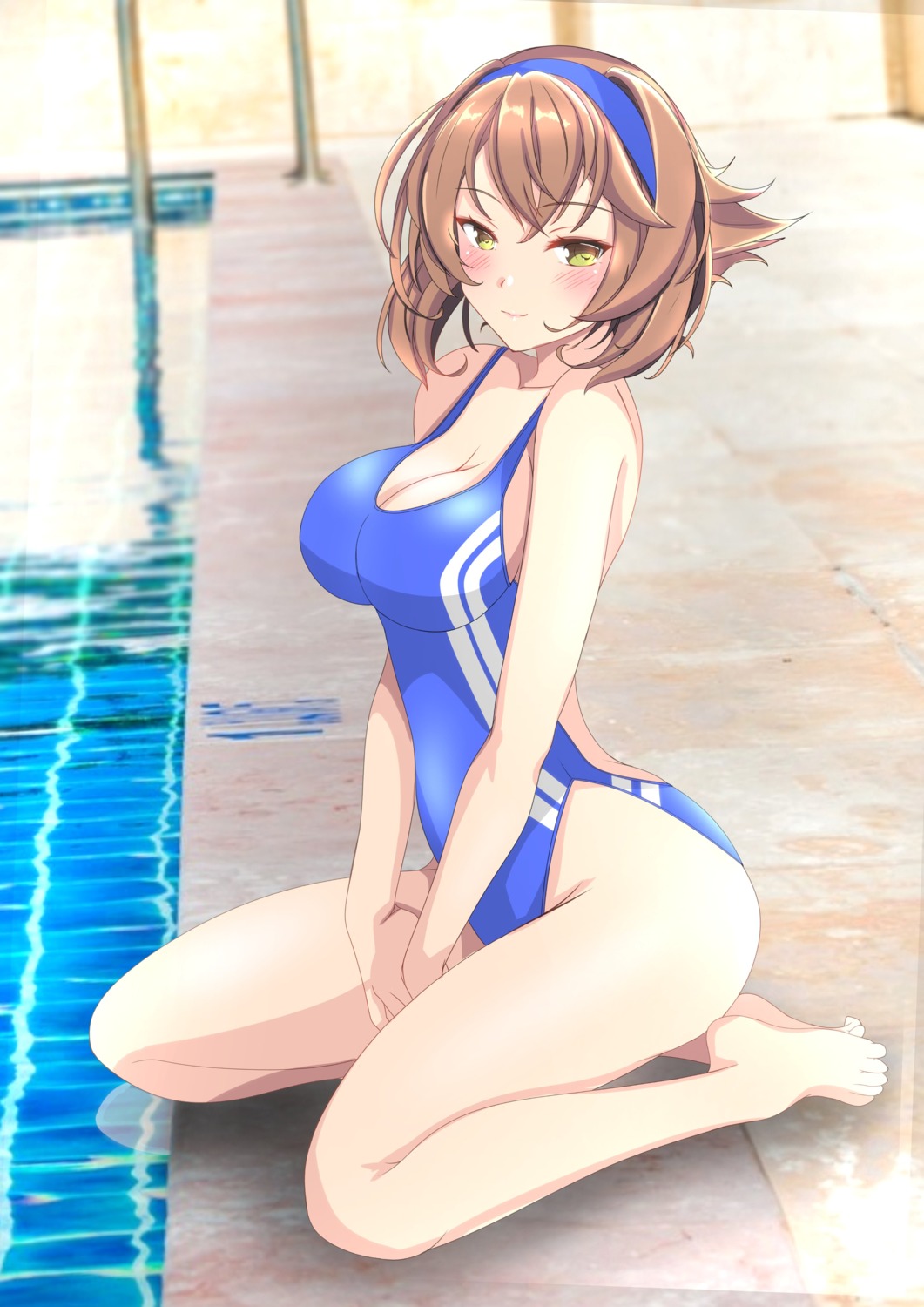 cleavage, feet, kantai_collection, mutsu_(kancolle), nitamako_(sakamalh), swimsuits