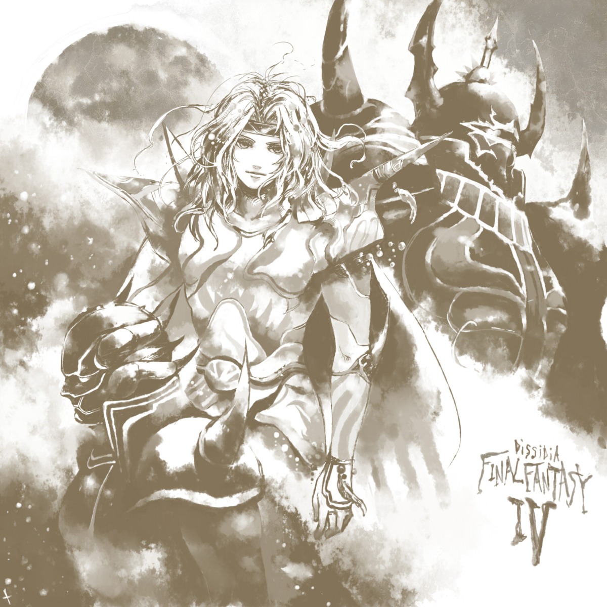 cecil_harvey, final_fantasy, final_fantasy_iv, golbez, male, monochrome, tachi_(ngnl)