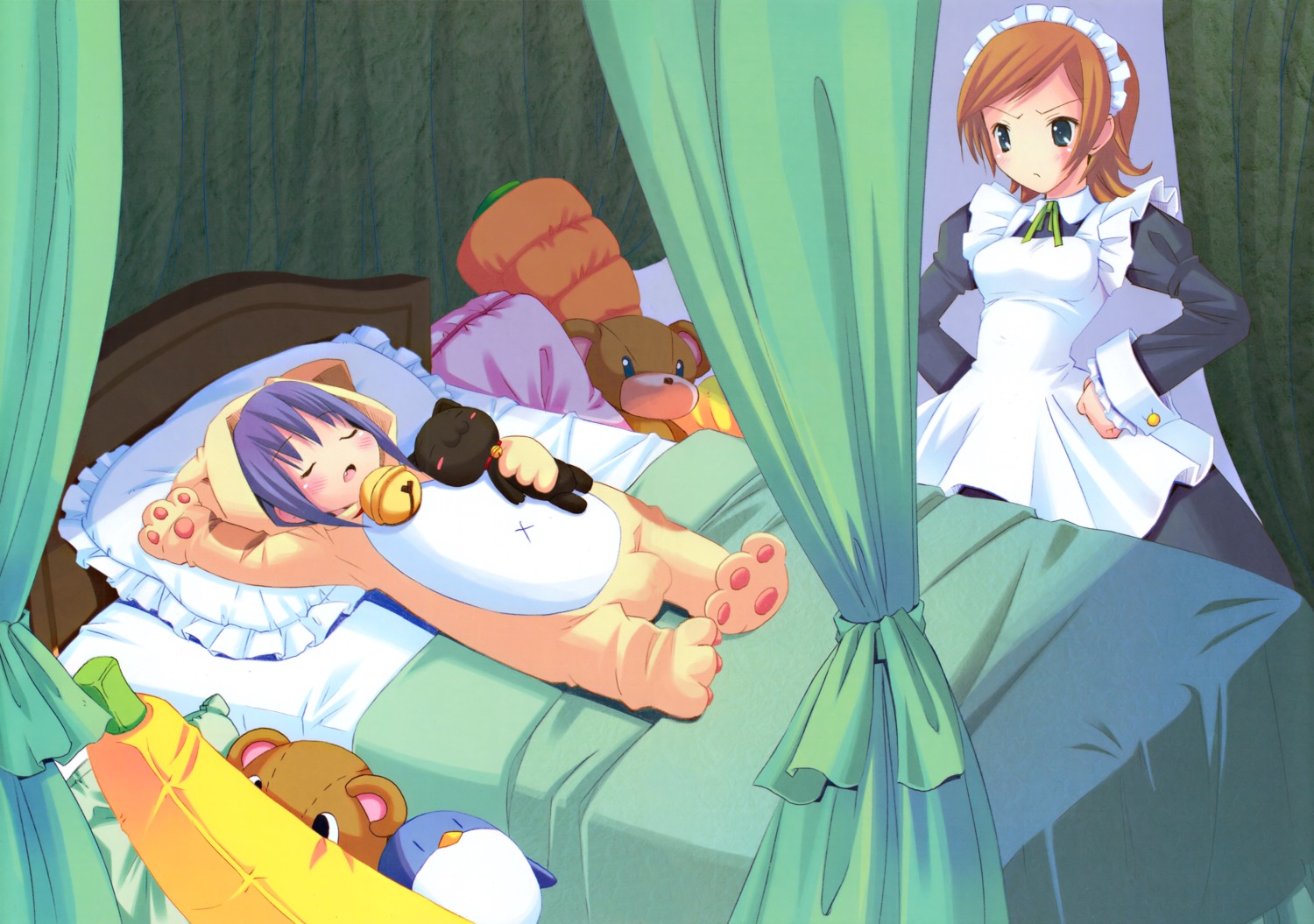 animal_ears, fixed, kuroi_sumi, maid, moetan, neko, nekomimi, penguin, pop, ruriko