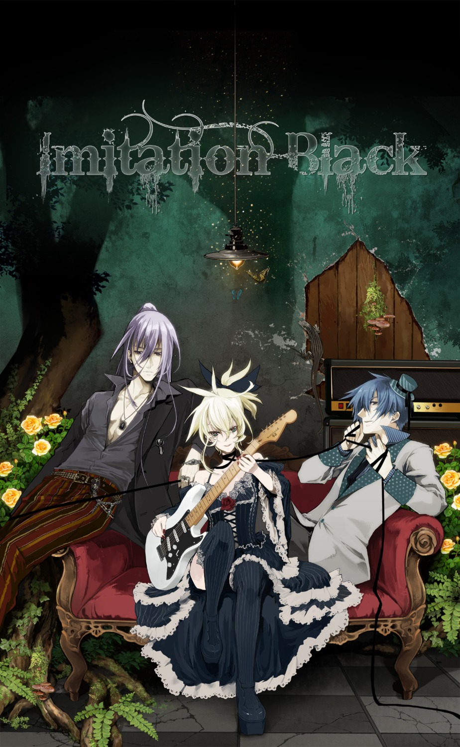 crossdress, gothic_lolita, imitation_black_(vocaloid), kagamine_len, kaito, kamui_gakupo, landscape, lolita_fashion