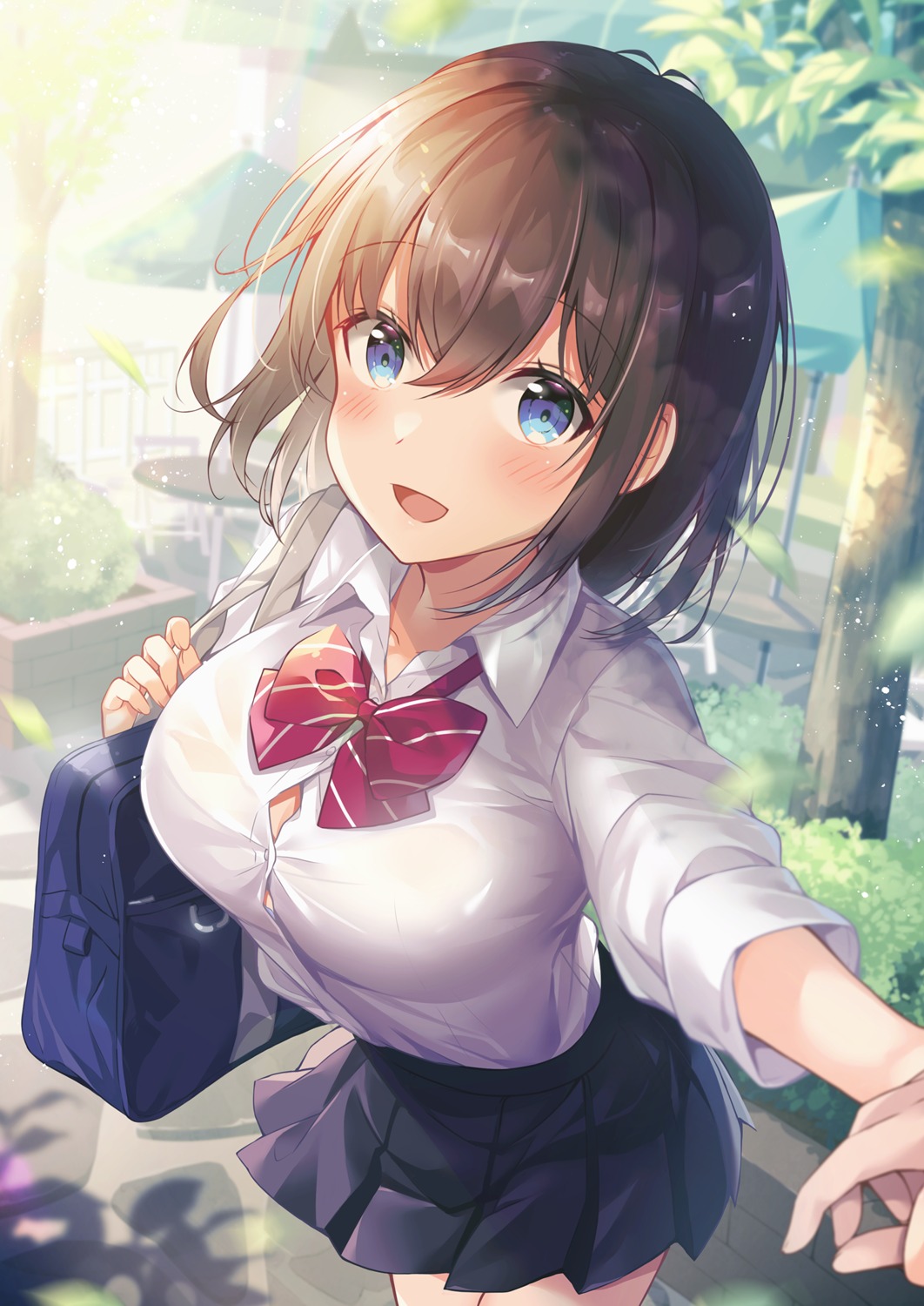 cleavage, seifuku, shiro_kuma_shake