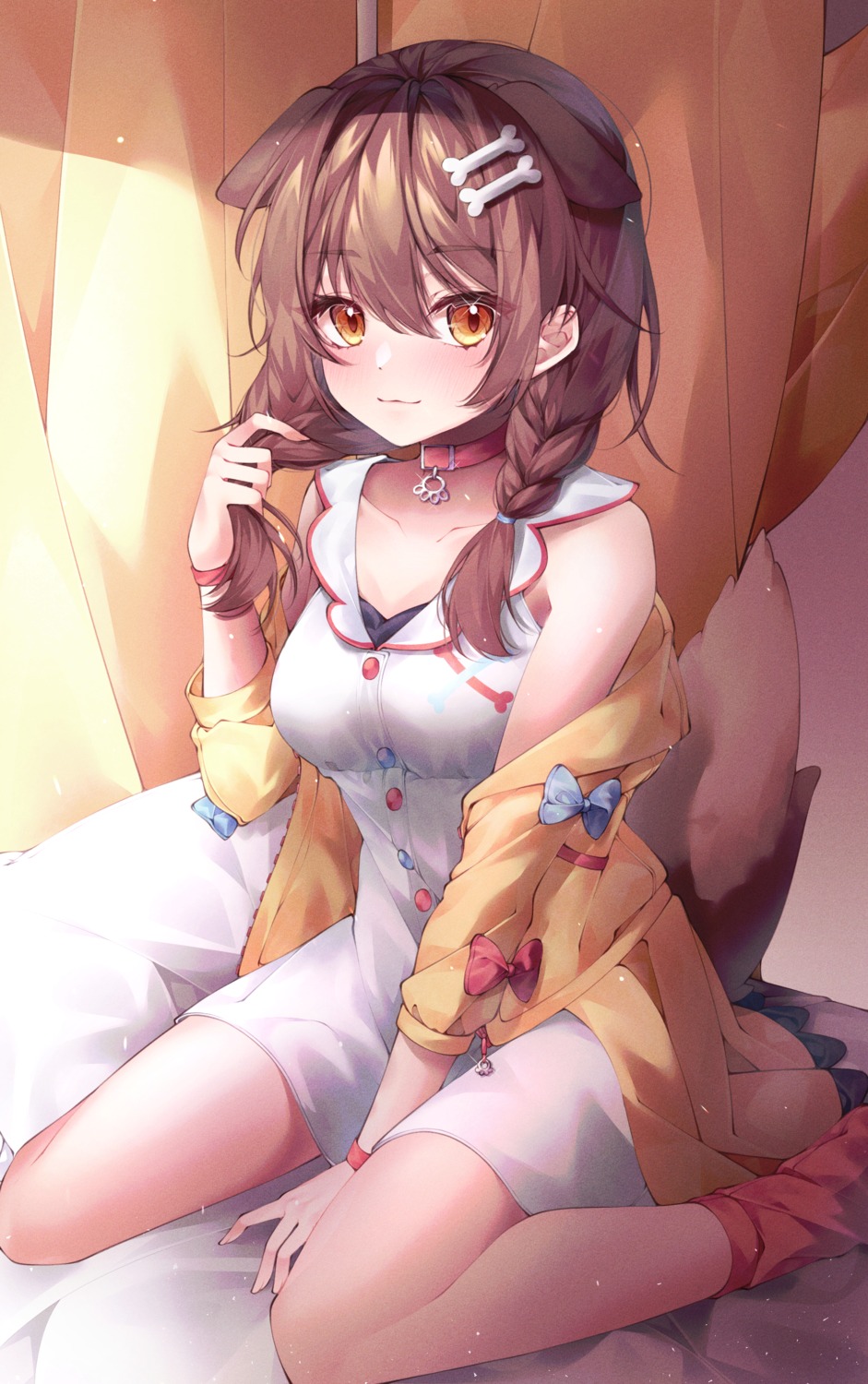 animal_ears, dress, hololive, hololive_gamers, hyunnim01, inugami_korone, inumimi, tail