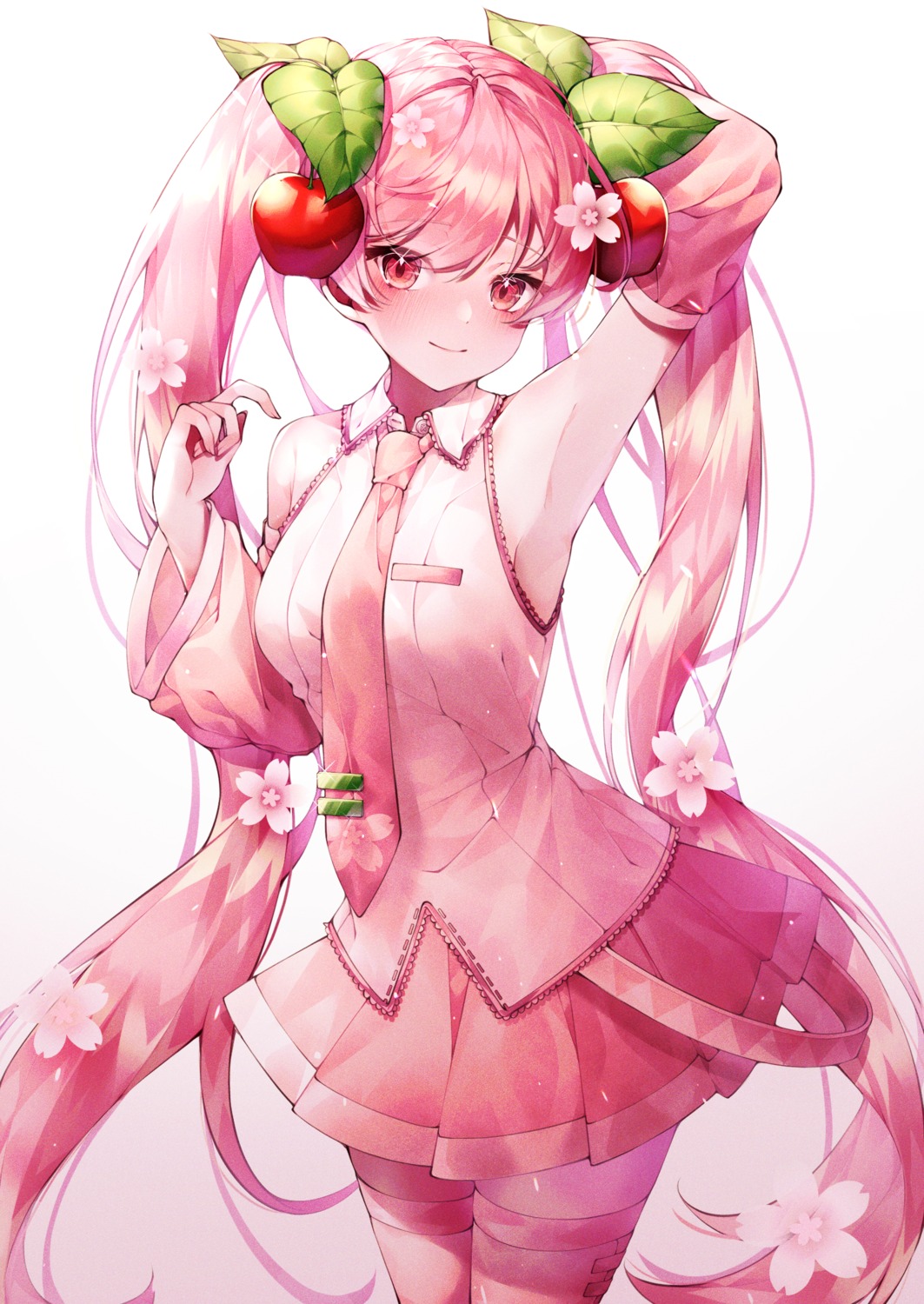 hatsune_miku, hyunnim01, sakura_miku, thighhighs, vocaloid