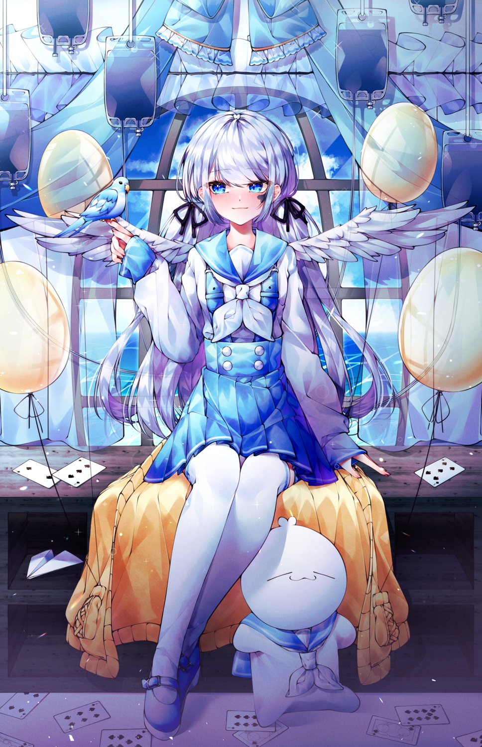 hyunnim01, seifuku, thighhighs, wings