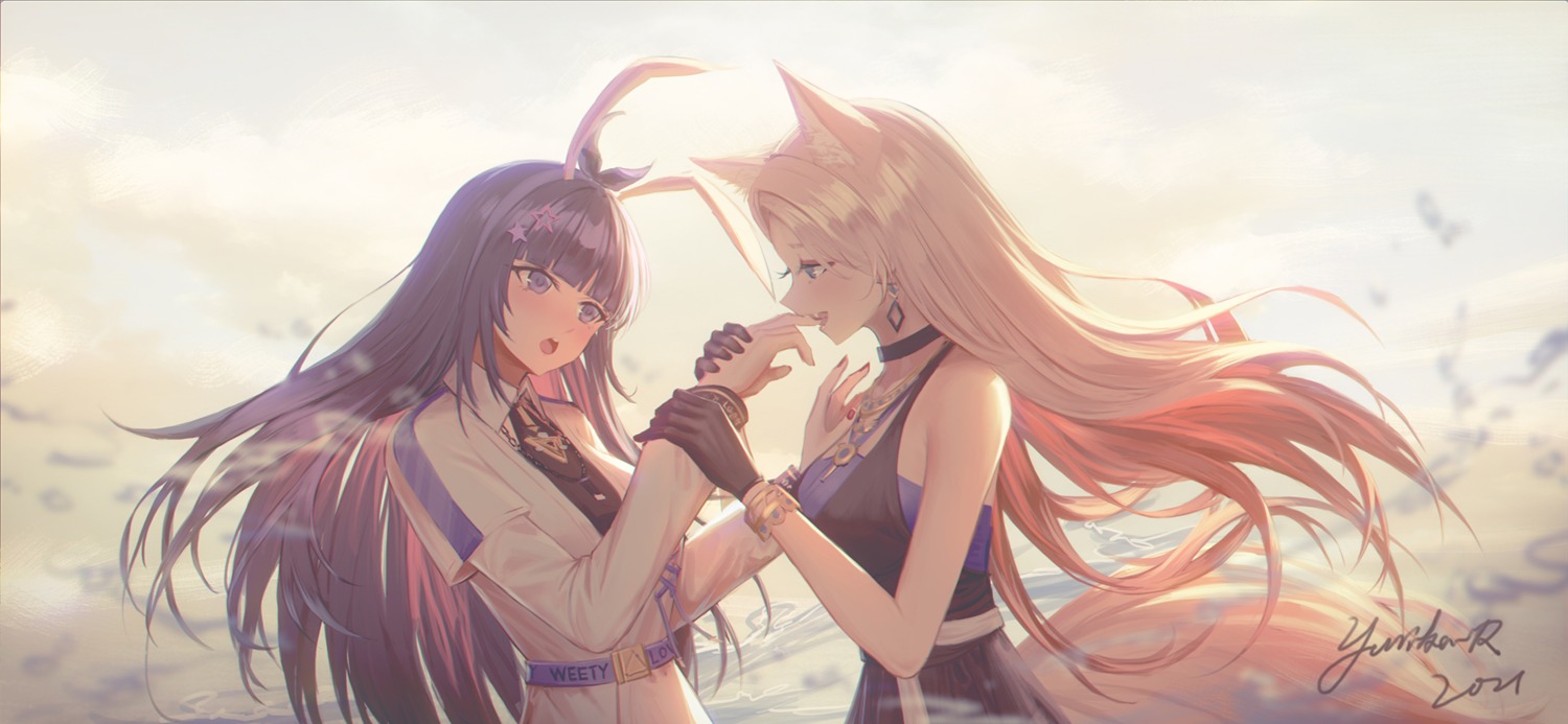 a-soul, animal_ears, bella_(a-soul), eileen_(a-soul), tail, yuri, yurichtofen