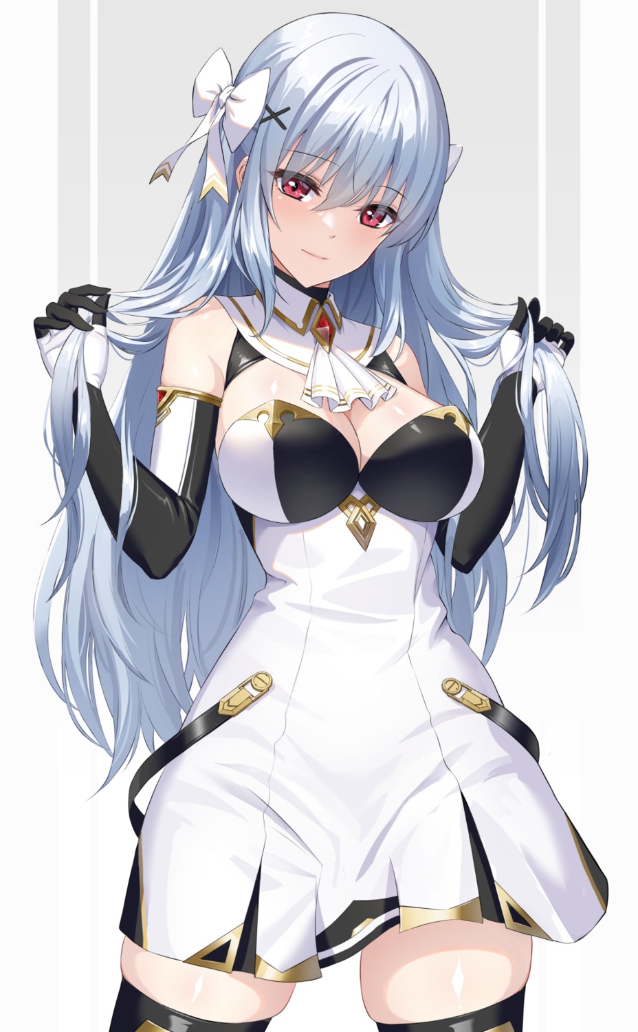 cleavage, dress, no_bra, sion_(9117), thighhighs