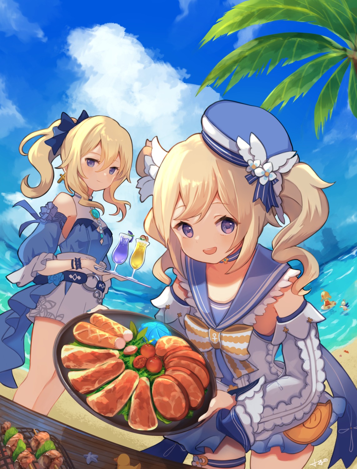 barbara_(genshin_impact), garter, genshin_impact, jean_gunnhildr, marekamico