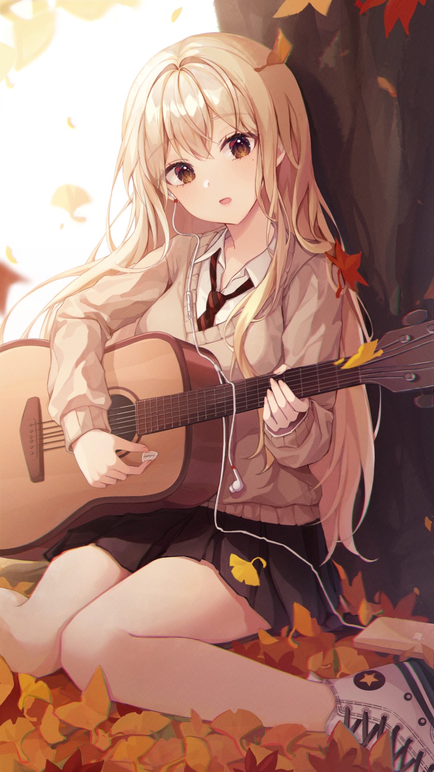 eunyoo, guitar, seifuku, sweater