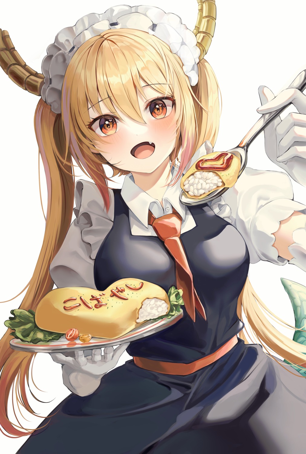 horns, kobayashi-san_chi_no_maidragon, maid, tail, tooru_(maidragon), zipgaemi