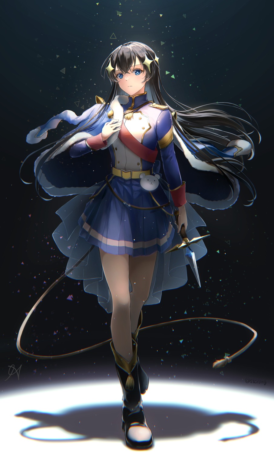 aoi_hane, heels, kagura_hikari, shoujo_kageki_revue_starlight, shoujo_kageki_revue_starlight_-re_live-, uniform, weapon