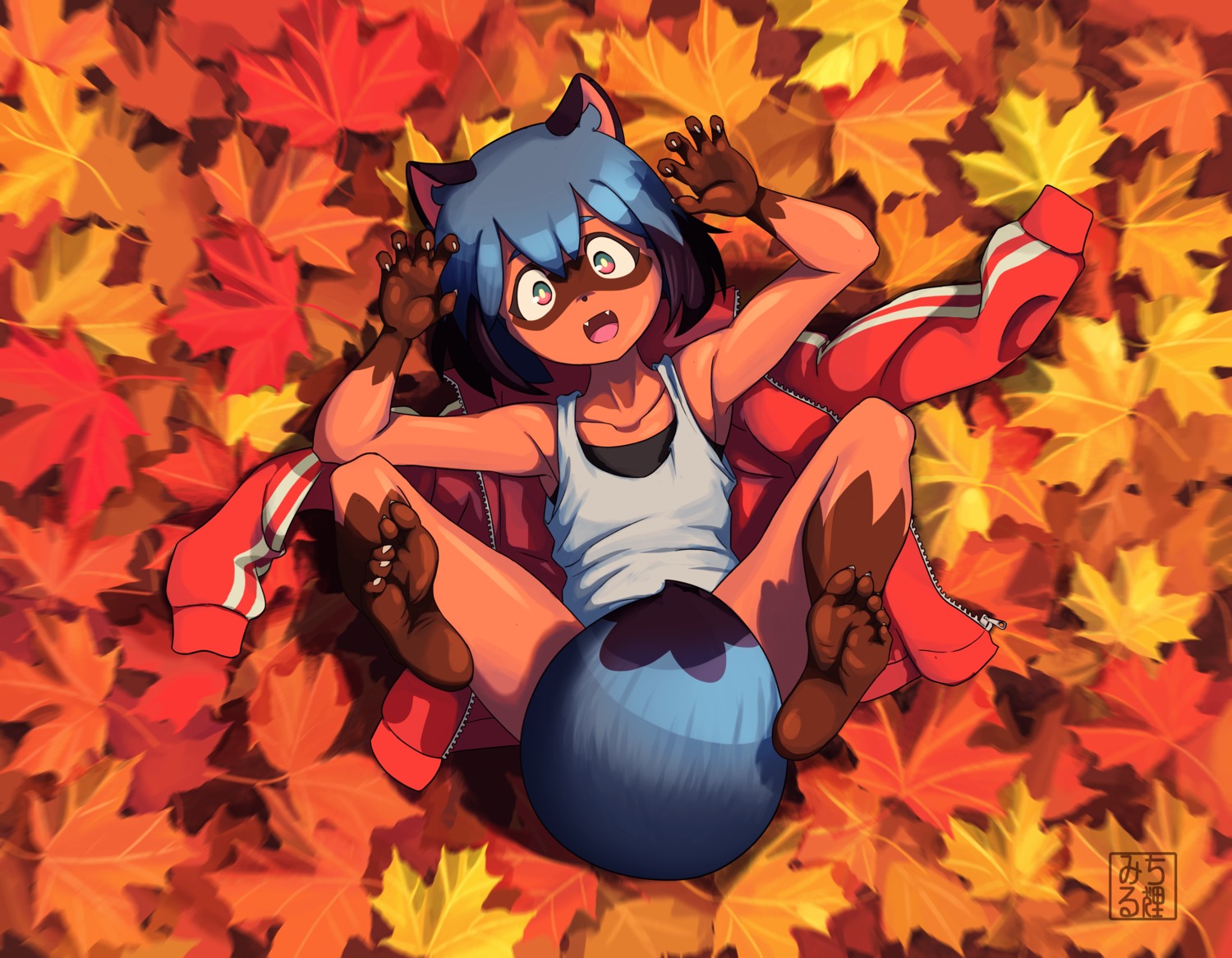 animal_ears, brand_new_animal, enigma, feet, gym_uniform, kagemori_michiru, monster_girl, tail