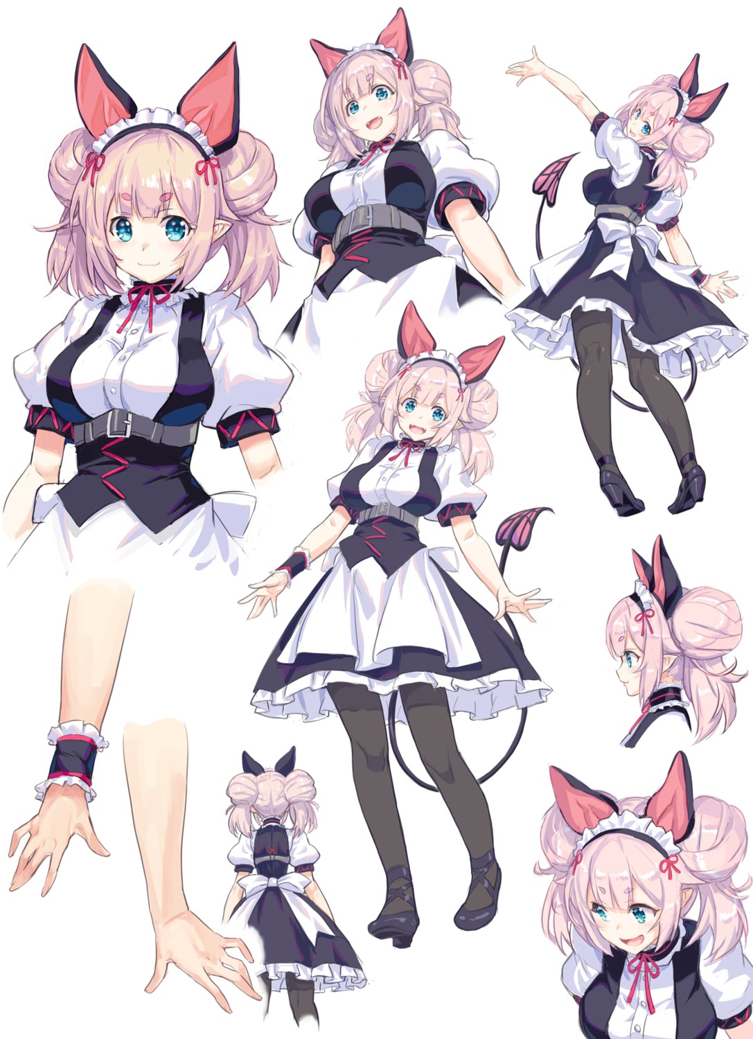 animal_ears, heels, maid, ore_p_1gou, pantyhose, pointy_ears, shia_sisters, tail