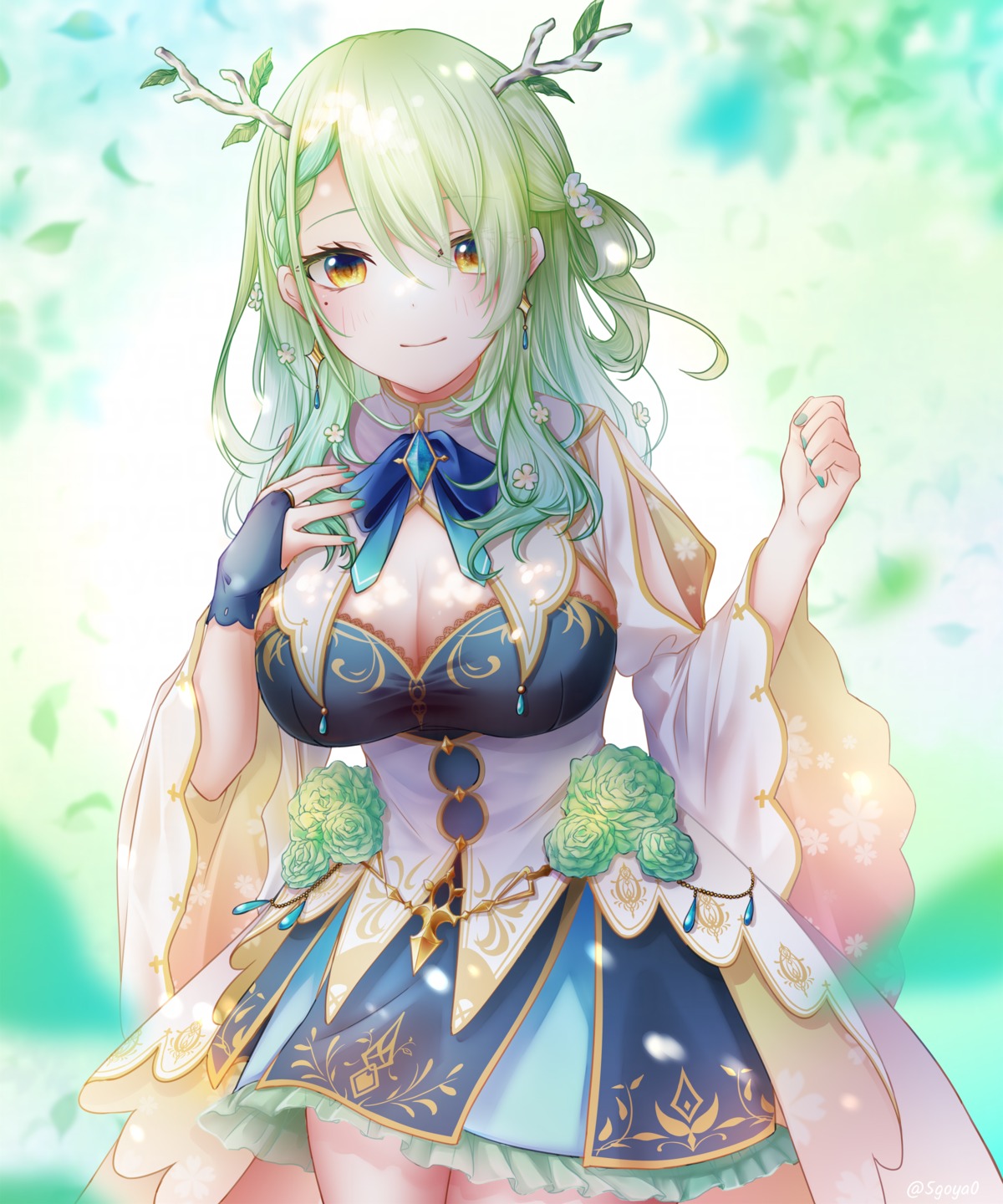 ceres_fauna, cleavage, hololive, hololive_english, horns, maziky