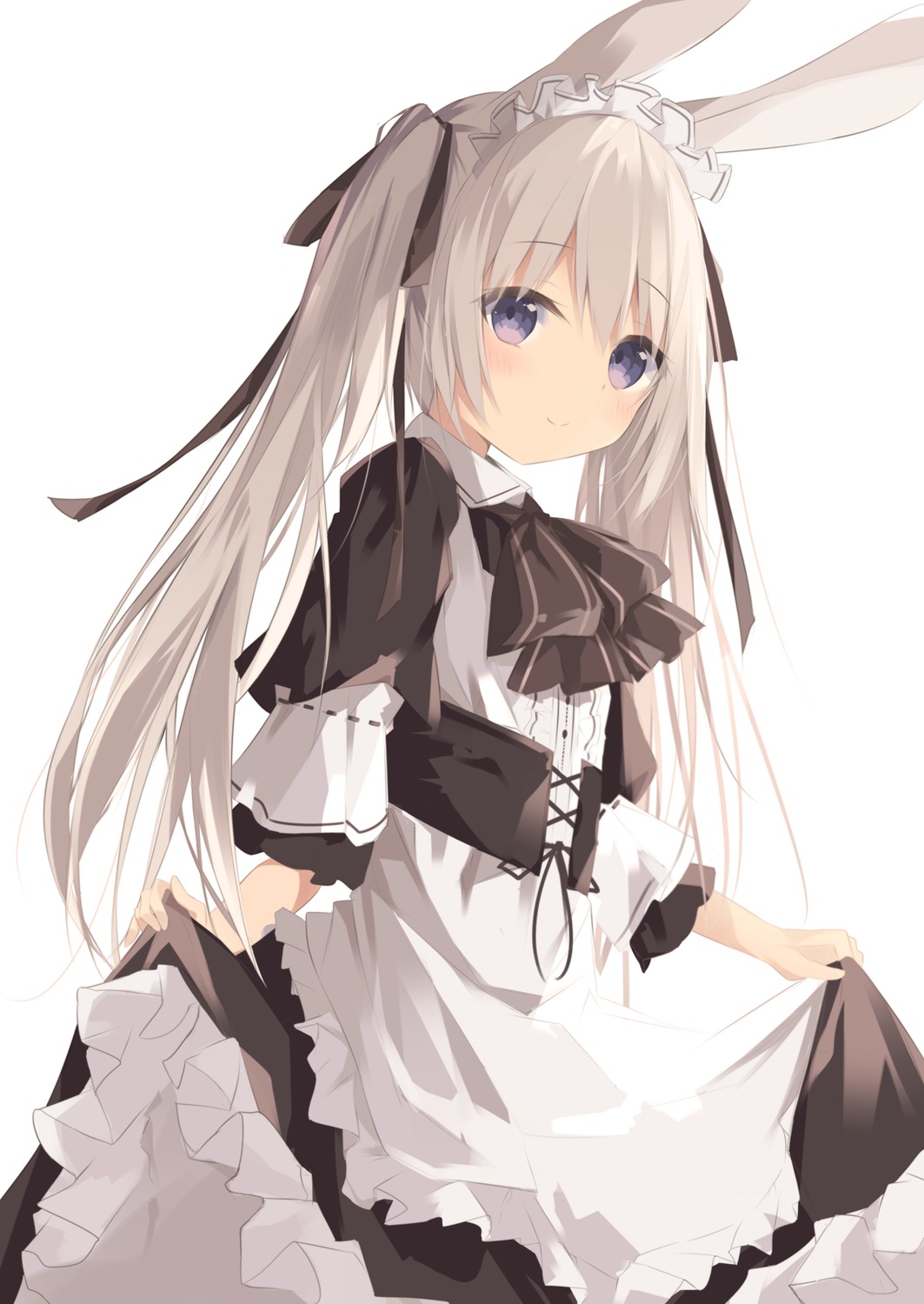 animal_ears, bunny_ears, kushida_you, maid, skirt_lift