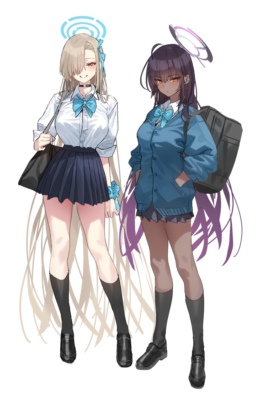 blue_archive, halo, ichinose_asuna, kakudate_karin, mx2j, seifuku, sweater