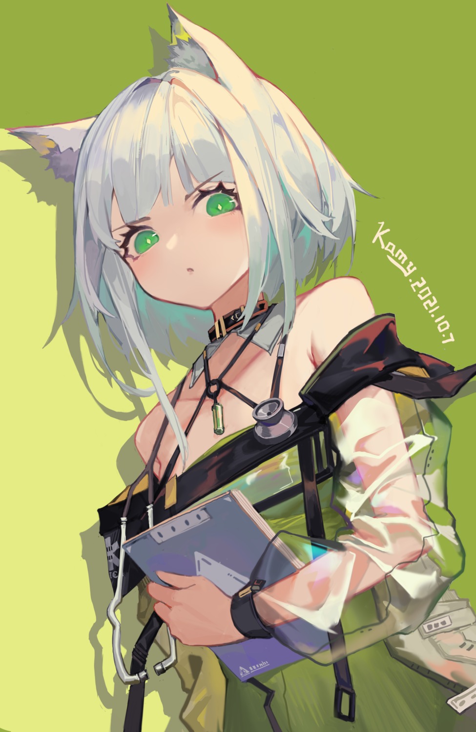 animal_ears, arknights, kal'tsit_(arknights), kami_otona, nekomimi, see_through