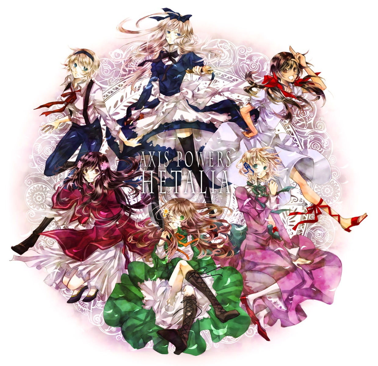 austria, belarus, dress, hetalia_axis_powers, hungary, liechtenstein, seychelles, taeko