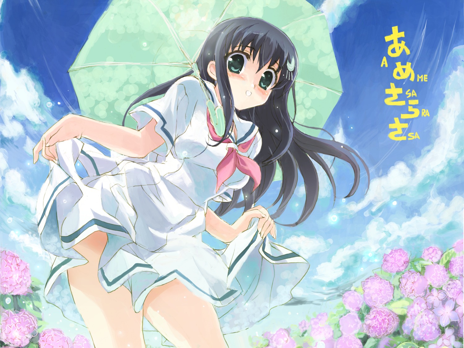 amesarasa, chiyokawa_rin, cuffs, seifuku, shaa, skirt_lift, wallpaper