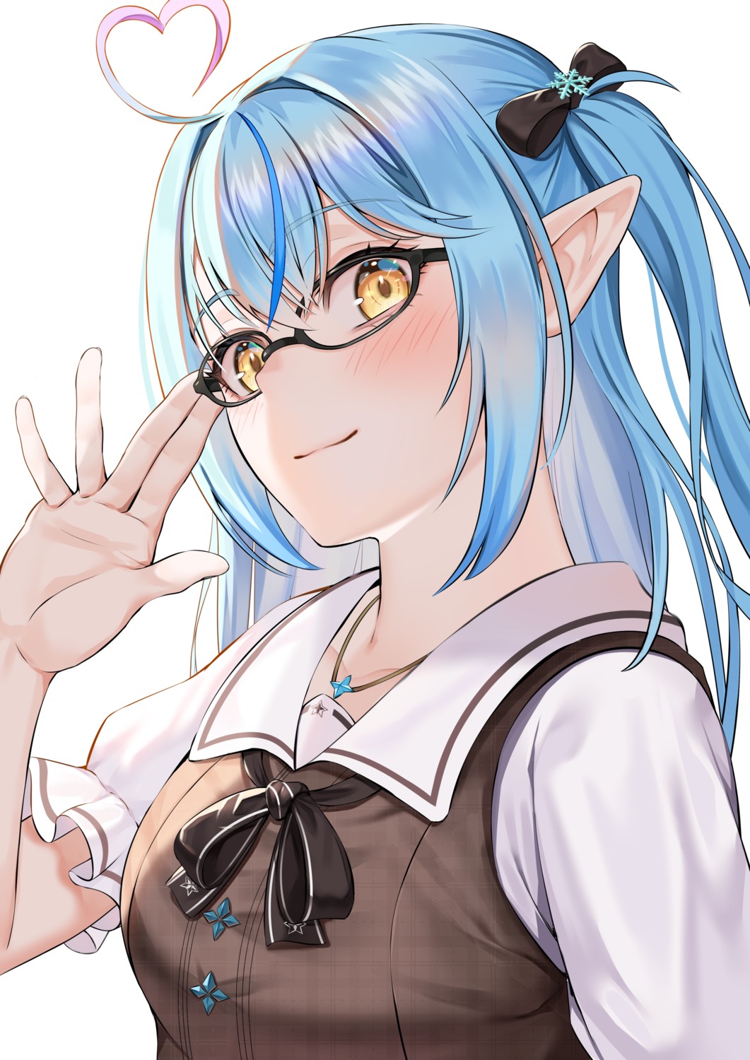 animal_ears, ebinomi, elf, hololive, megane, pointy_ears, seifuku, yukihana_lamy