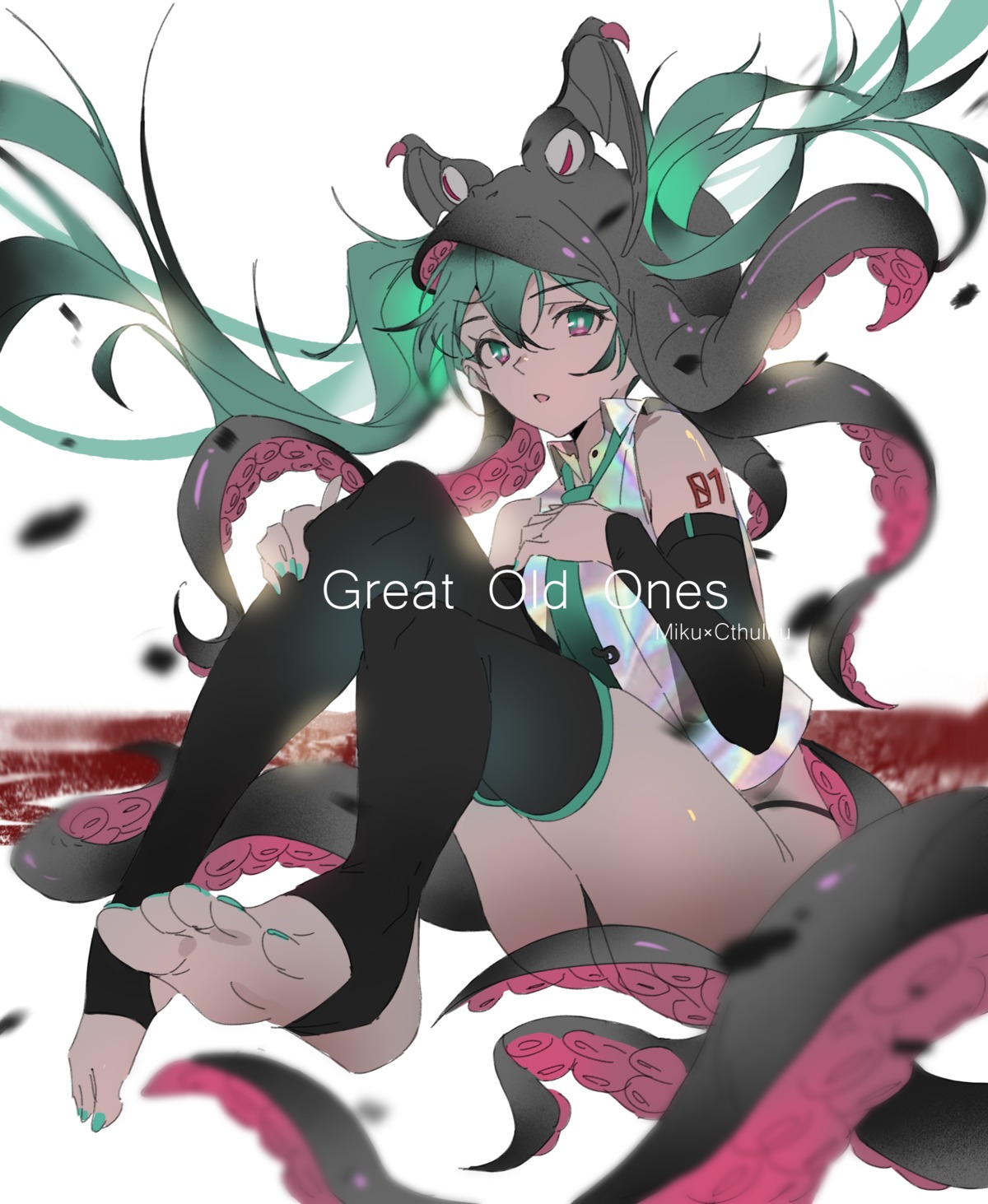 bigroll, feet, hatsune_miku, pantsu, tattoo, tentacles, thighhighs, thong, vocaloid