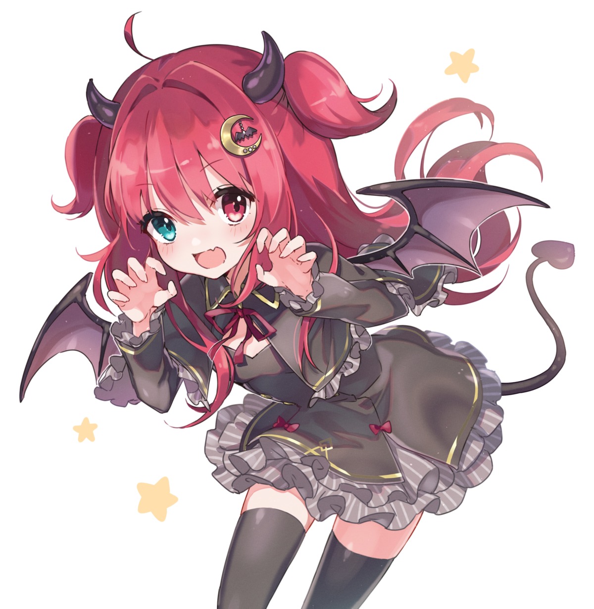 devil, gothic_lolita, heterochromia, horns, lolita_fashion, nijisanji, saiki_komari, skirt_lift
