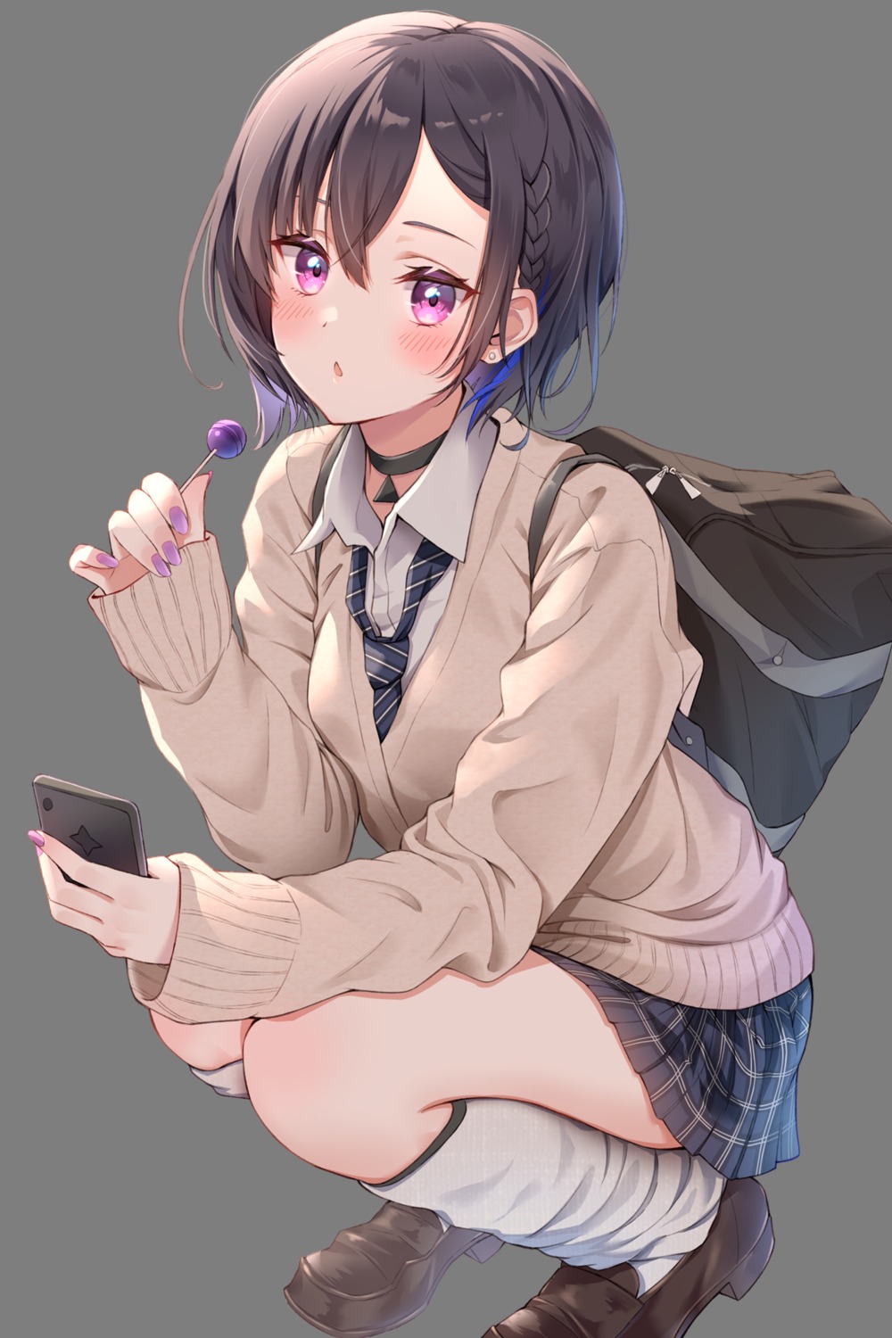 ichinose_uruha, lupinus_virtual_games, seifuku, skirt_lift, sweater, toki_(toki_ship8), transparent_png, vspo!