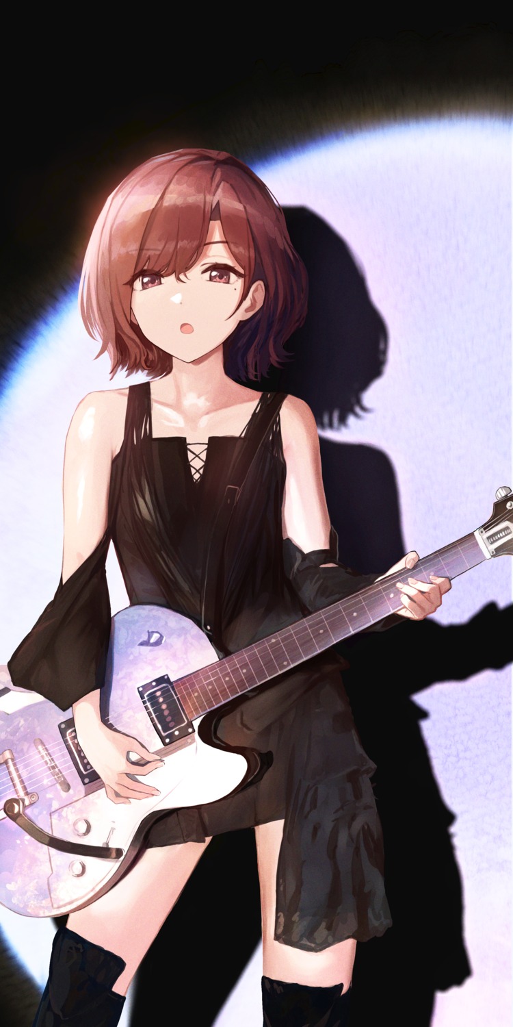 dress, guitar, higuchi_madoka, kadomaki_madoka, the_idolm@ster, the_idolm@ster_shiny_colors, thighhighs