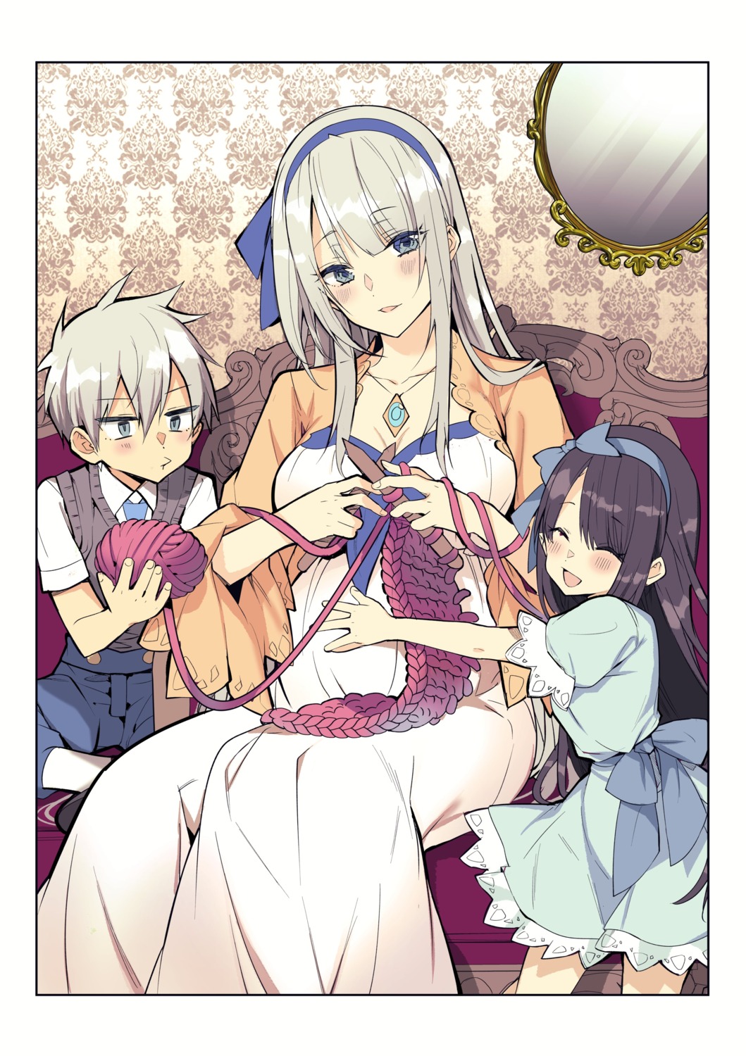 cleavage, dress, mylene_rapha_holfort, otome_gee_sekai_wa_mob_ni_kibishii_sekai_desu, pregnant, shiosato_jun, sweater
