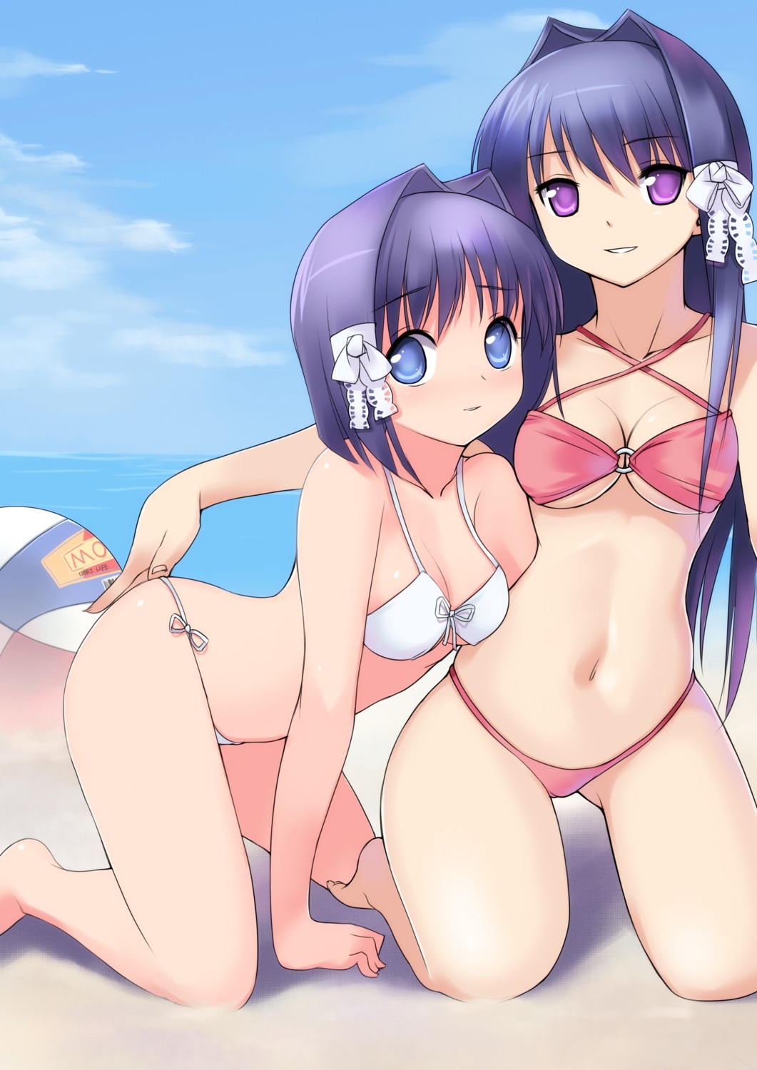 bikini, clannad, cleavage, fujibayashi_kyou, fujibayashi_ryou, swimsuits, underboob, yykuaixian