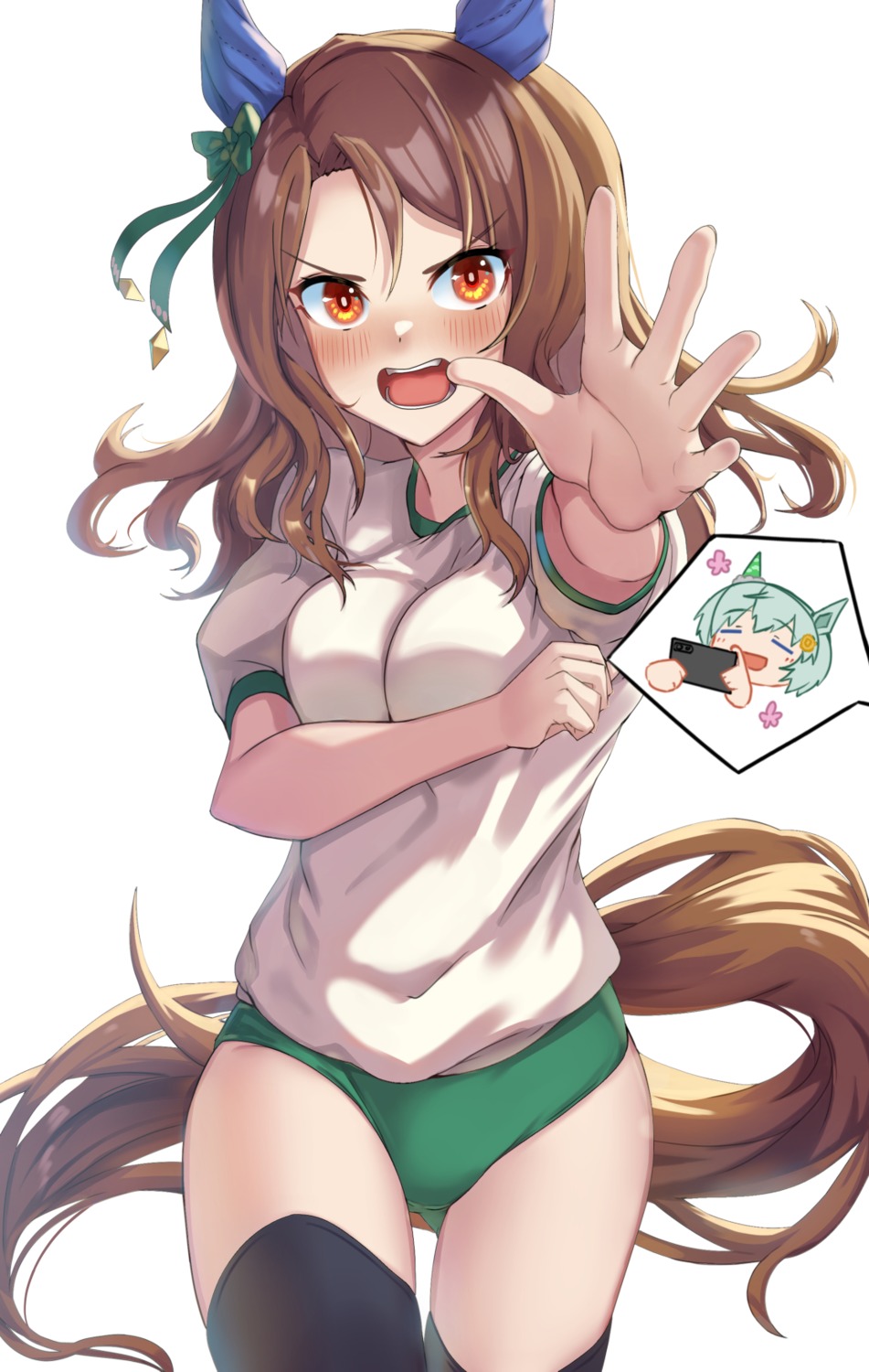 animal_ears, buruma, gym_uniform, king_halo_(umamusume), seiun_sky_(umamusume), tail, thighhighs, tks_(526tks)