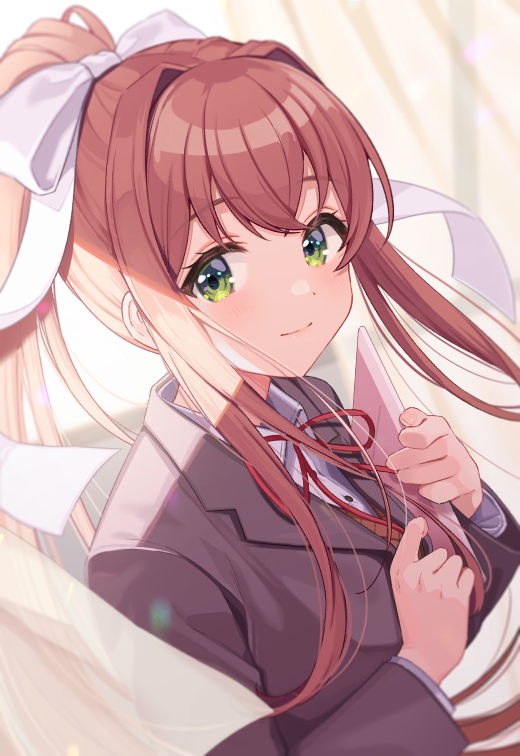 doki_doki_literature_club!, monika_(doki_doki_literature_club!), seifuku, shigure_ui, sweater