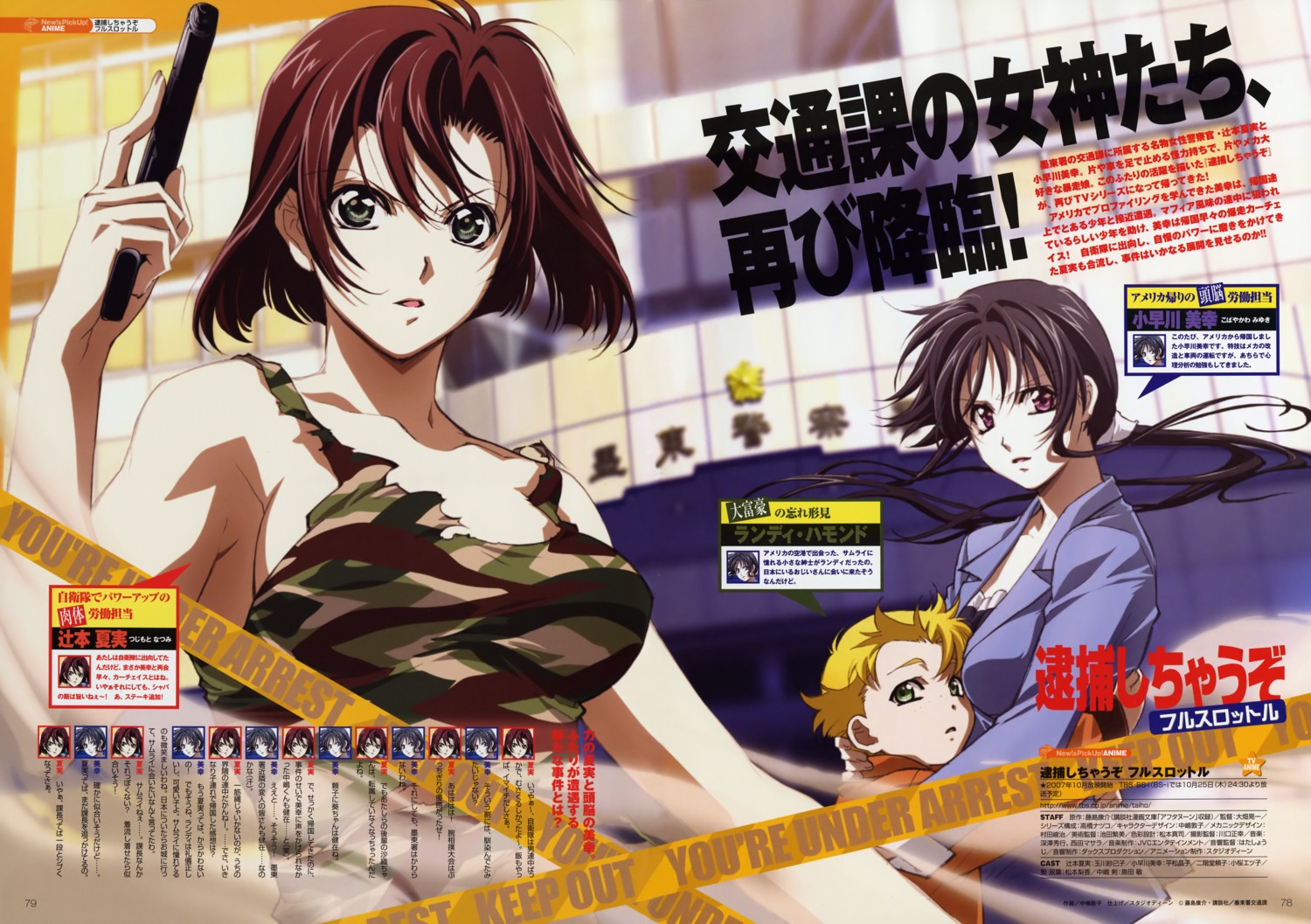 business_suit, gun, kobayakawa_miyuki, nakajima_atsuko, no_bra, randy_hammond, torn_clothes, tsujimoto_natsumi, you're_under_arrest