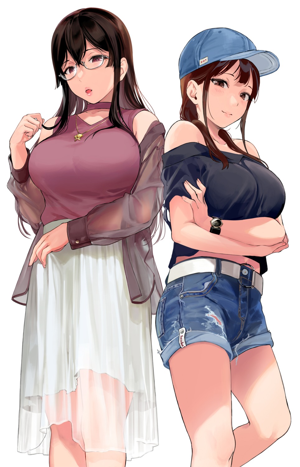 breast_hold, megane, sakuramachi_touko, sasamori_tomoe, see_through, succubus_stayed_life, torn_clothes, yomisawa_tsukino