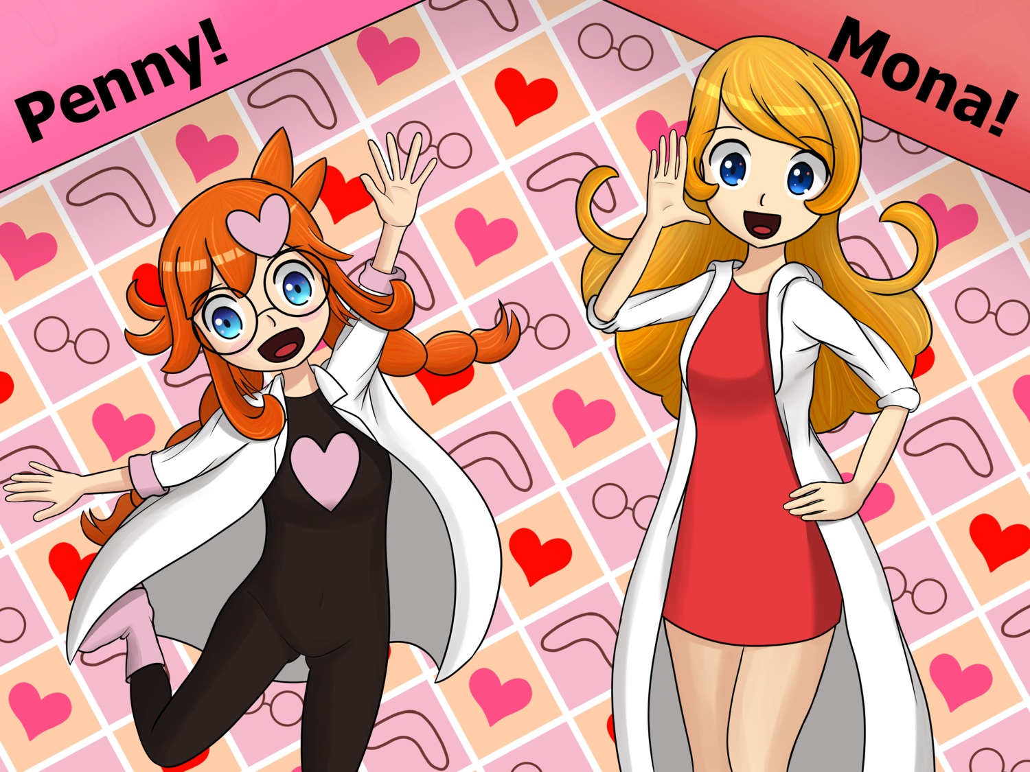 bodysuit, dress, megane, mona_(warioware), nooblender, penny_(warioware), penny_crygor, warioware