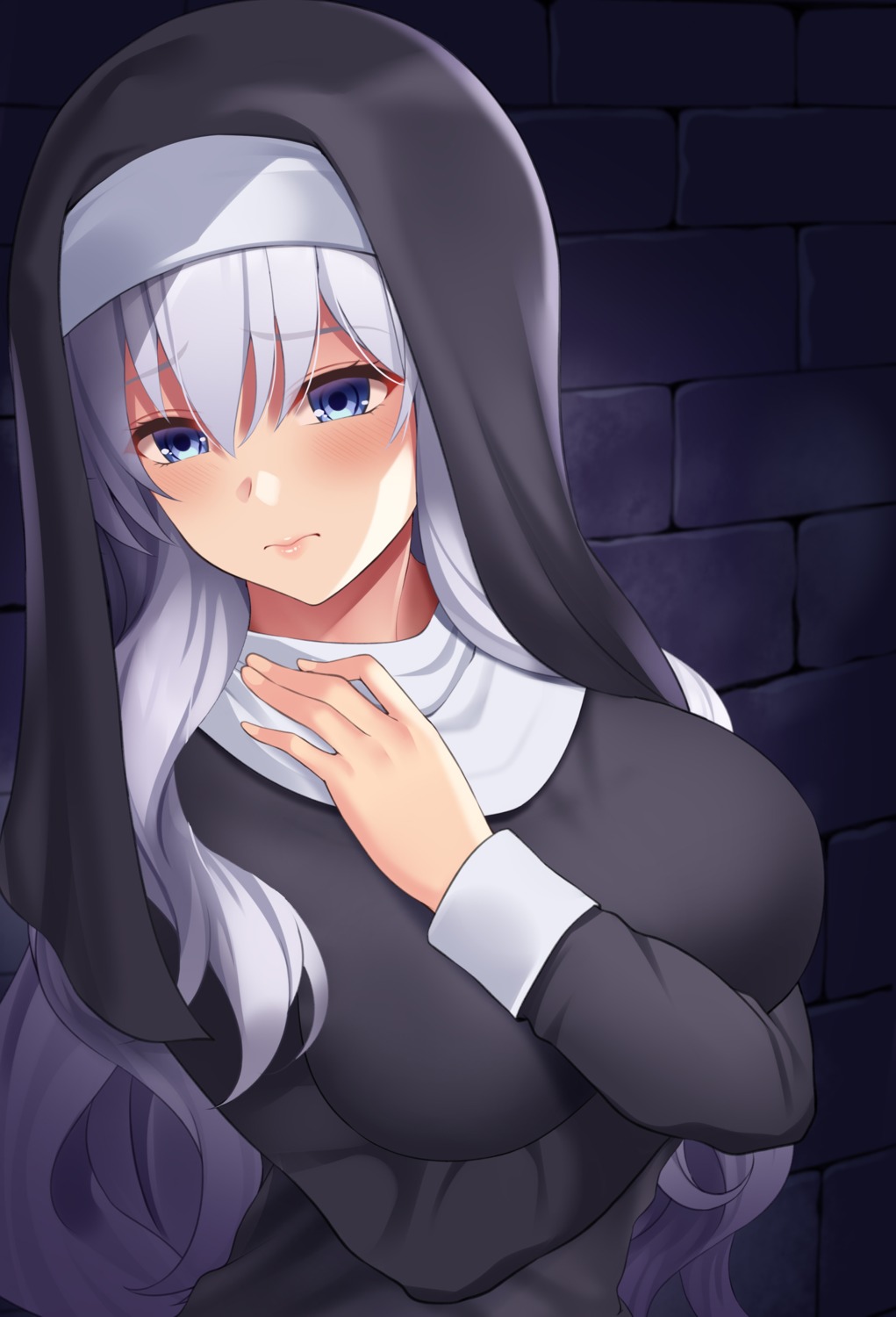 breast_hold, huyumitsu, nun