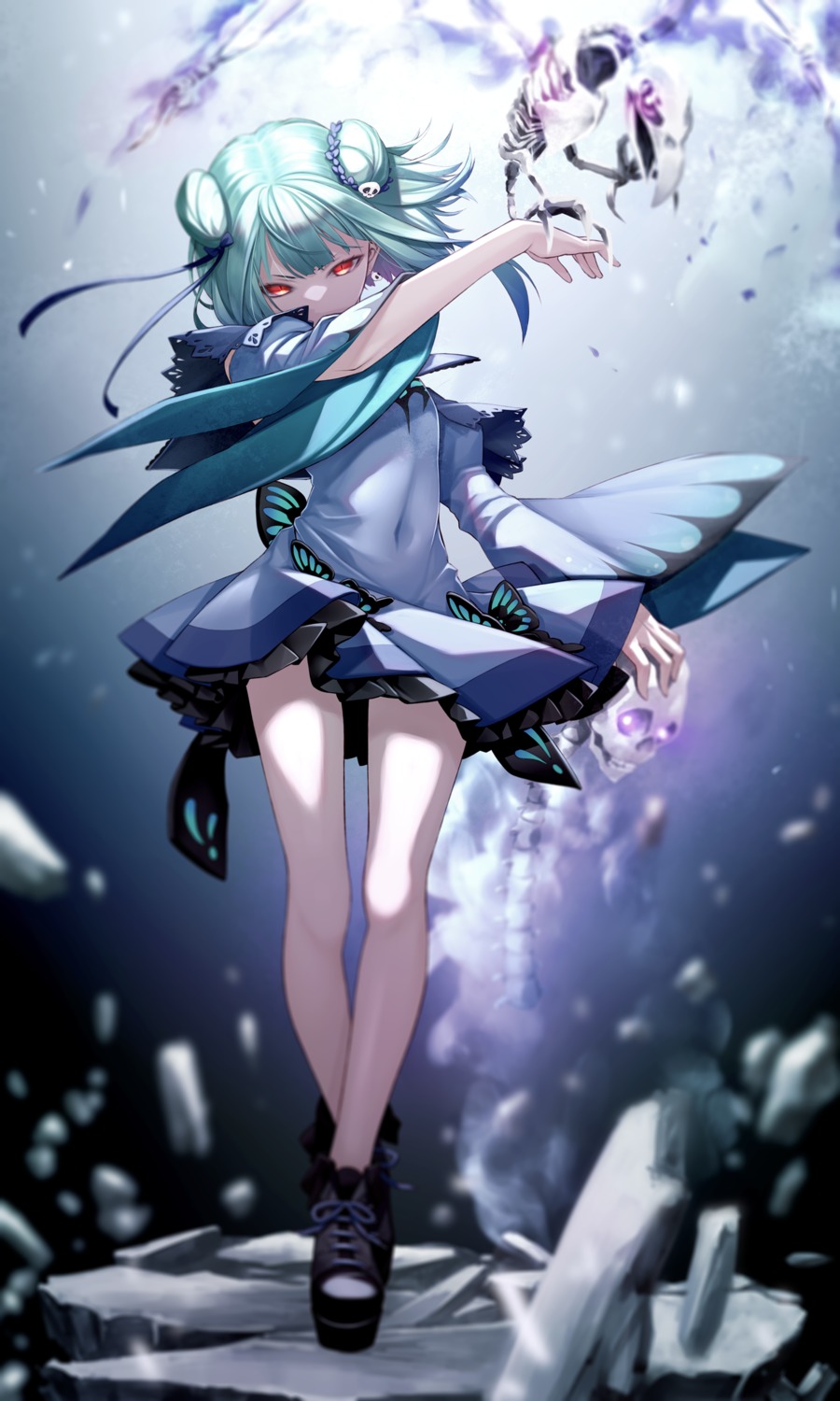 dress, fenrir_(fenlil0316), hololive, skirt_lift, uruha_rushia