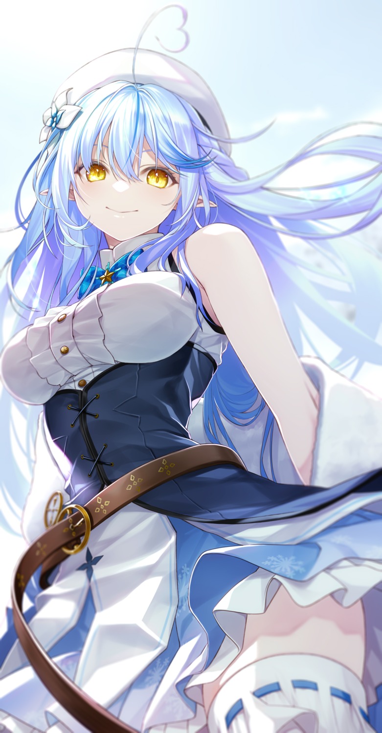 elf, fenrir_(fenlil0316), hololive, pointy_ears, skirt_lift, thighhighs, yukihana_lamy