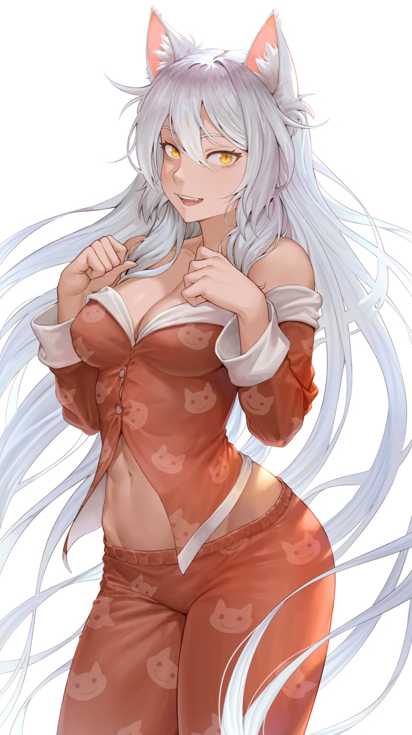 animal_ears, bakemonogatari, black_hanekawa, cheshirrr, hanekawa_tsubasa, monogatari_(series), nekomonogatari, no_bra