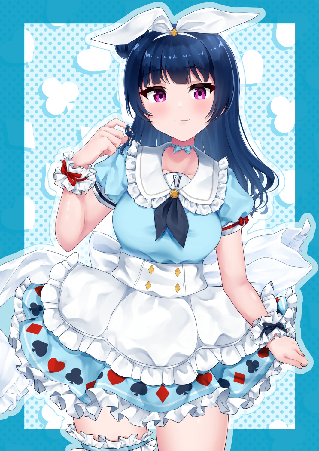 garter, harukasu_(mememememo), love_live!_(series), love_live!_sunshine!!, skirt_lift, tsushima_yoshiko