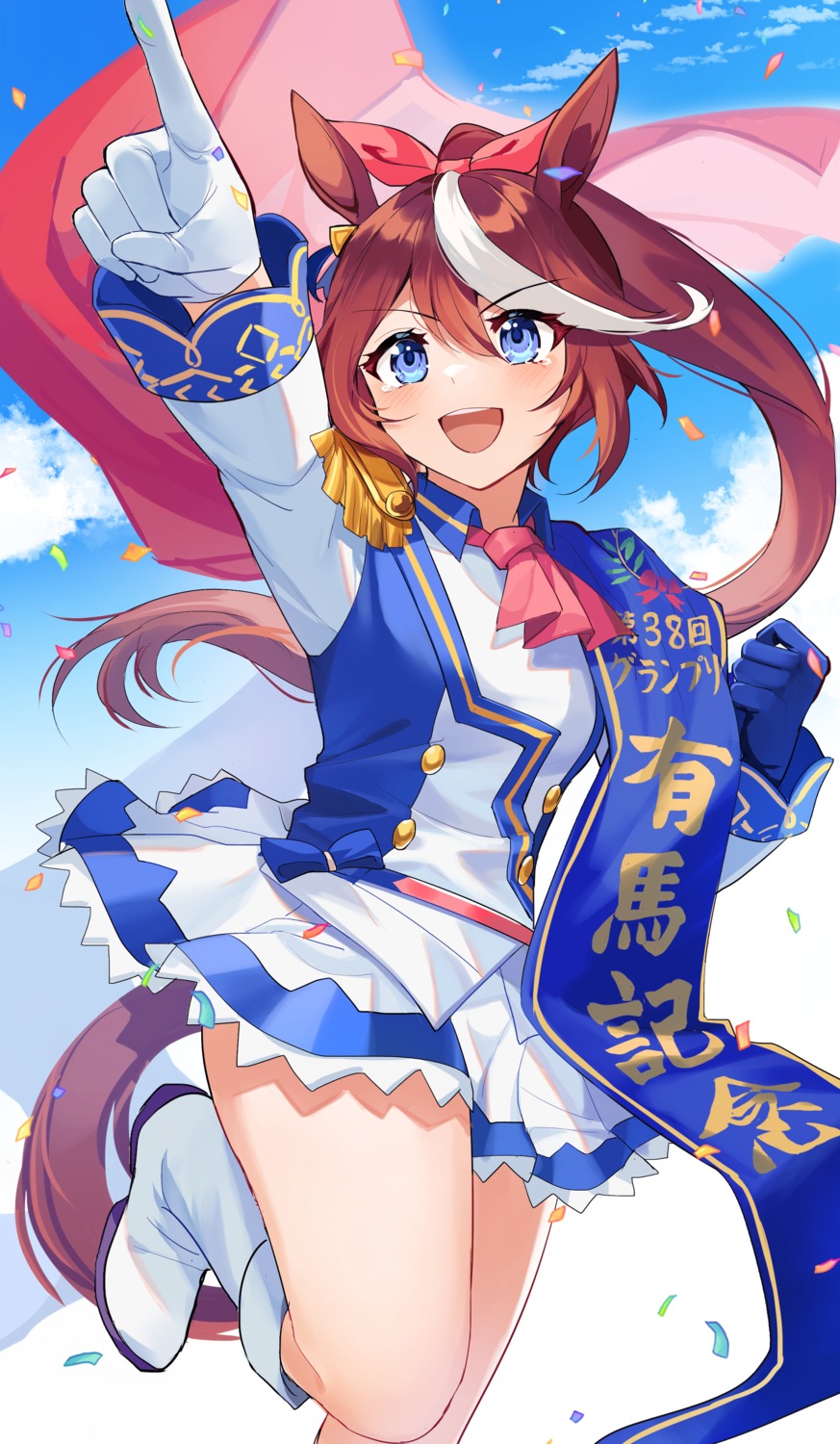 akitsuki_(oenothera), animal_ears, skirt_lift, tail, tokai_teio_(umamusume), uma_musume_pretty_derby, uniform