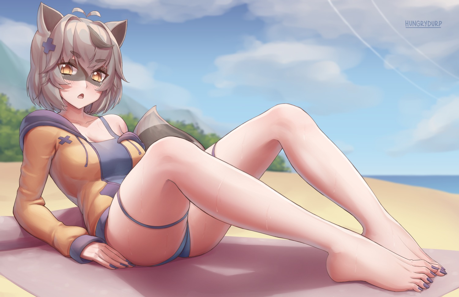 animal_ears, cleavage, feet, garter, hungrydurp, snuffy_(twitch), swimsuits, tail