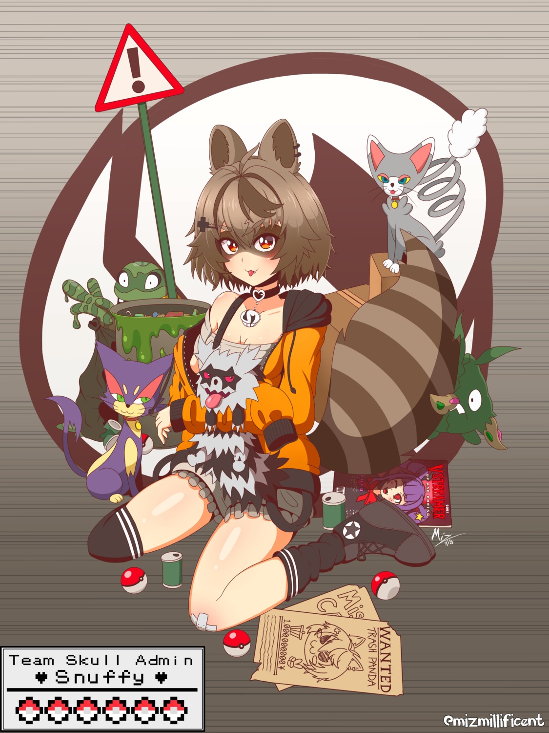 animal_ears, bandaid, halloween, snuffy_(twitch), tagme, tail, thighhighs, vshojo