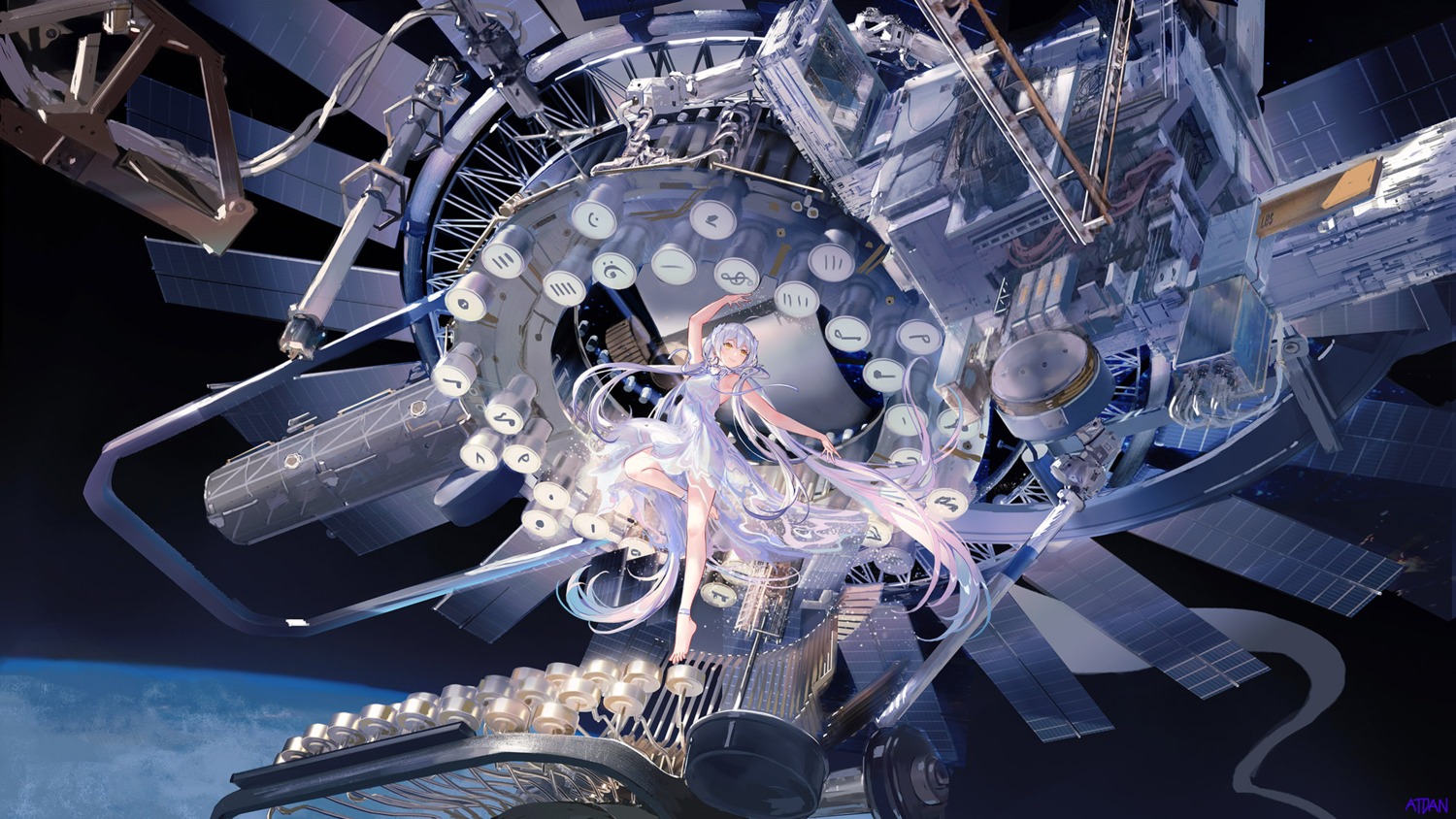 atdan, dress, landscape, no_bra, skirt_lift, stardust_(vocaloid), vocaloid