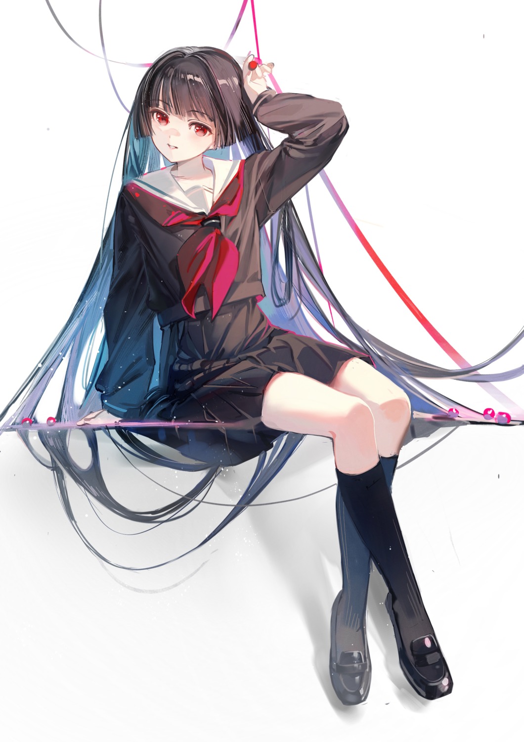 enma_ai, jigoku_shoujo, rumoon, seifuku, skirt_lift